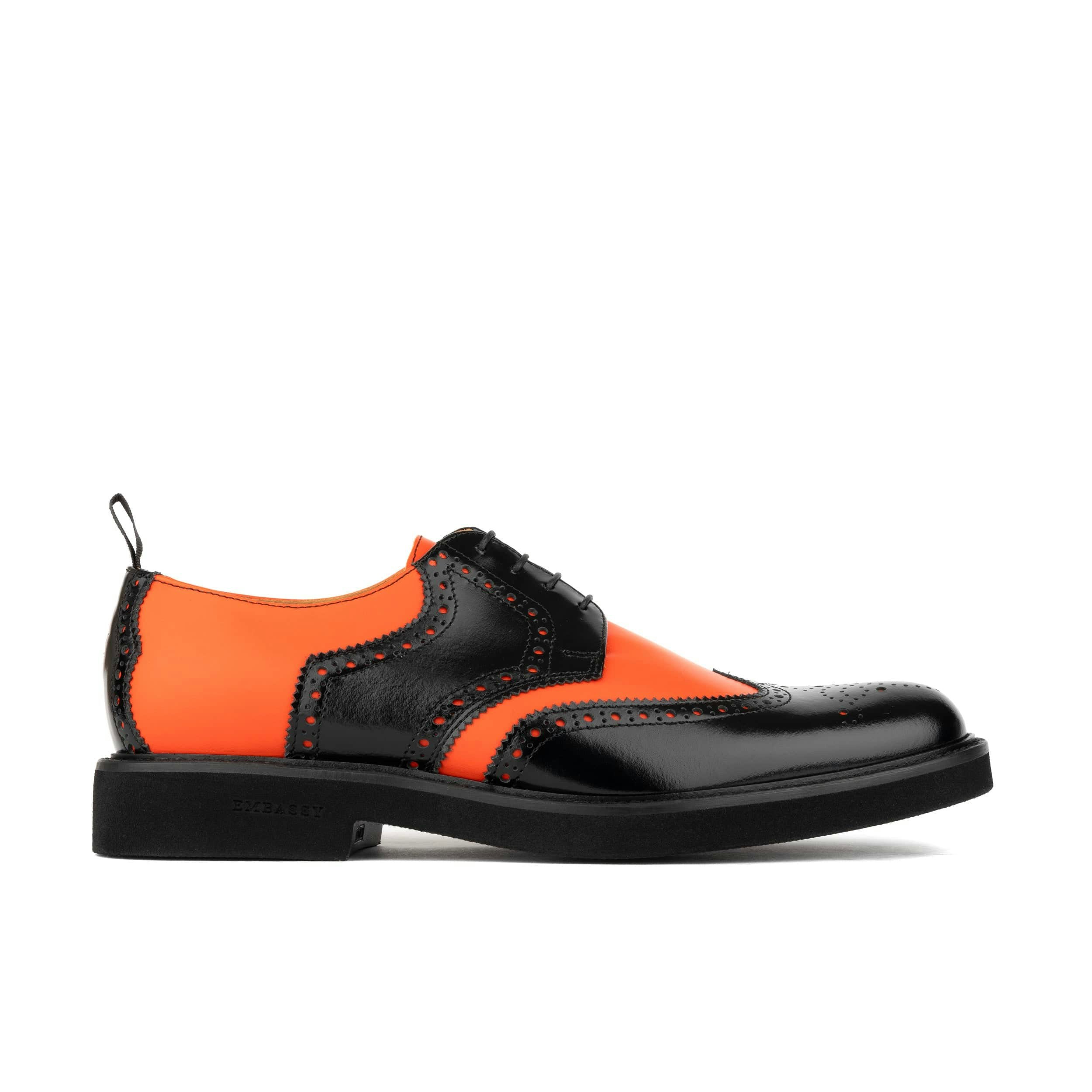 Embassy London Men's Orange/Black The Nightfall - & - Leather Brogue Shoe - Uk 6.5 / Eu 40 / Us 7.5
