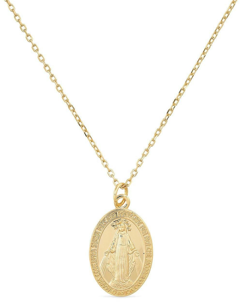 Elk & Bloom Gold Dainty 14K Virgin Mary Miraculous Medal Choker Necklace - Pendant Only - Yes Please