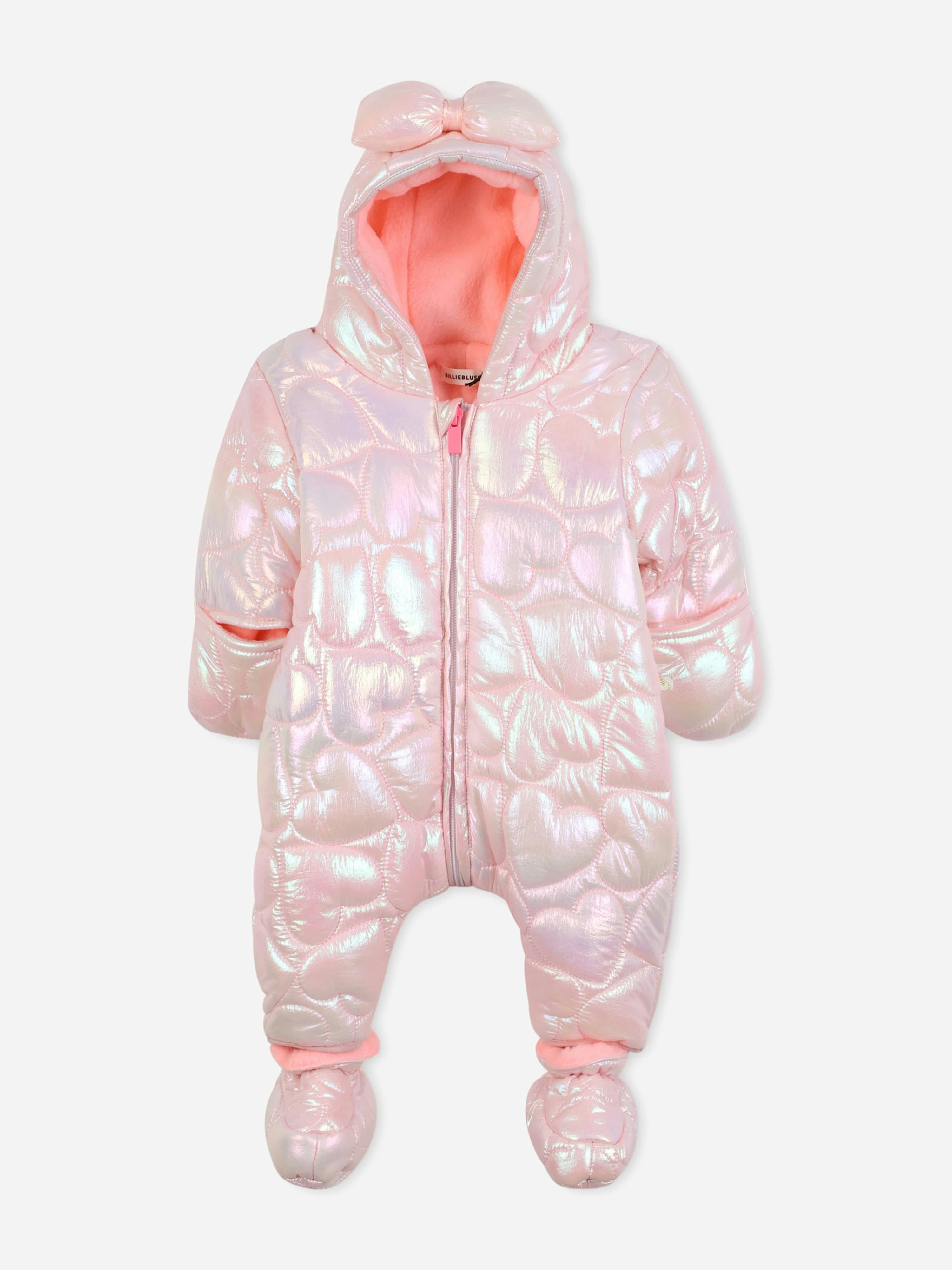 Billieblush Women's Pink Baby Girls Bow Snowsuit In - 1 Mth