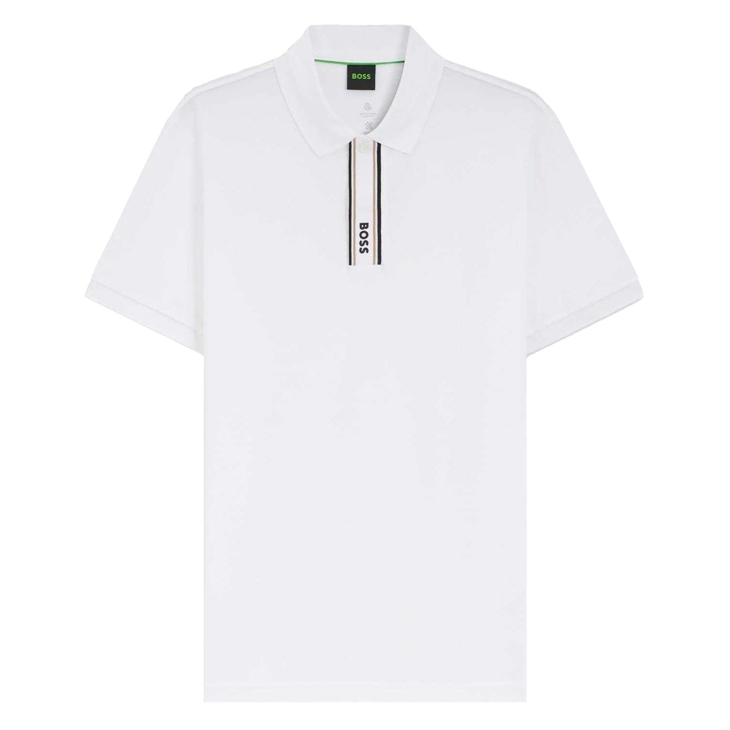 Boss Men's White Logo Regular Polo Shirt - S - 92% Cotton/8% Elastane