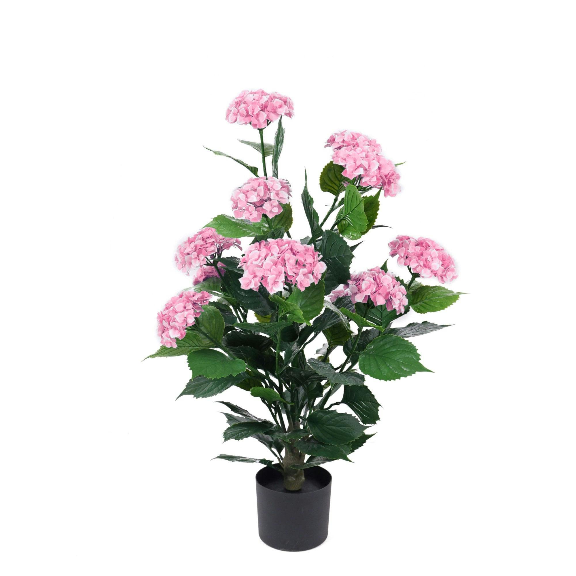 True Products Pink Artificial Hydrangea Bush Uv Protected - 60Cm, 90Cm & 120Cm - 90Cm