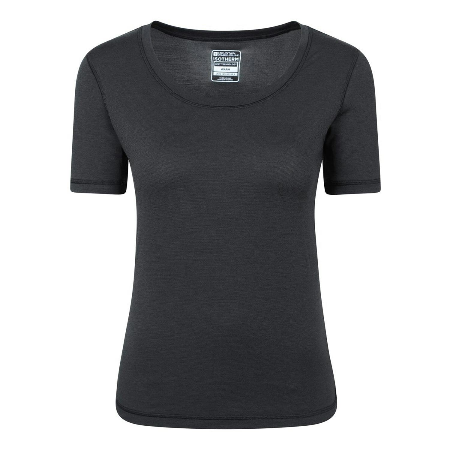 Mountain Warehouse Women's Black Keep The Heat Isotherm T-Shirt - 6 Uk - 37% Acrylic/32% Polyester/25% Viscose/6% Elastane