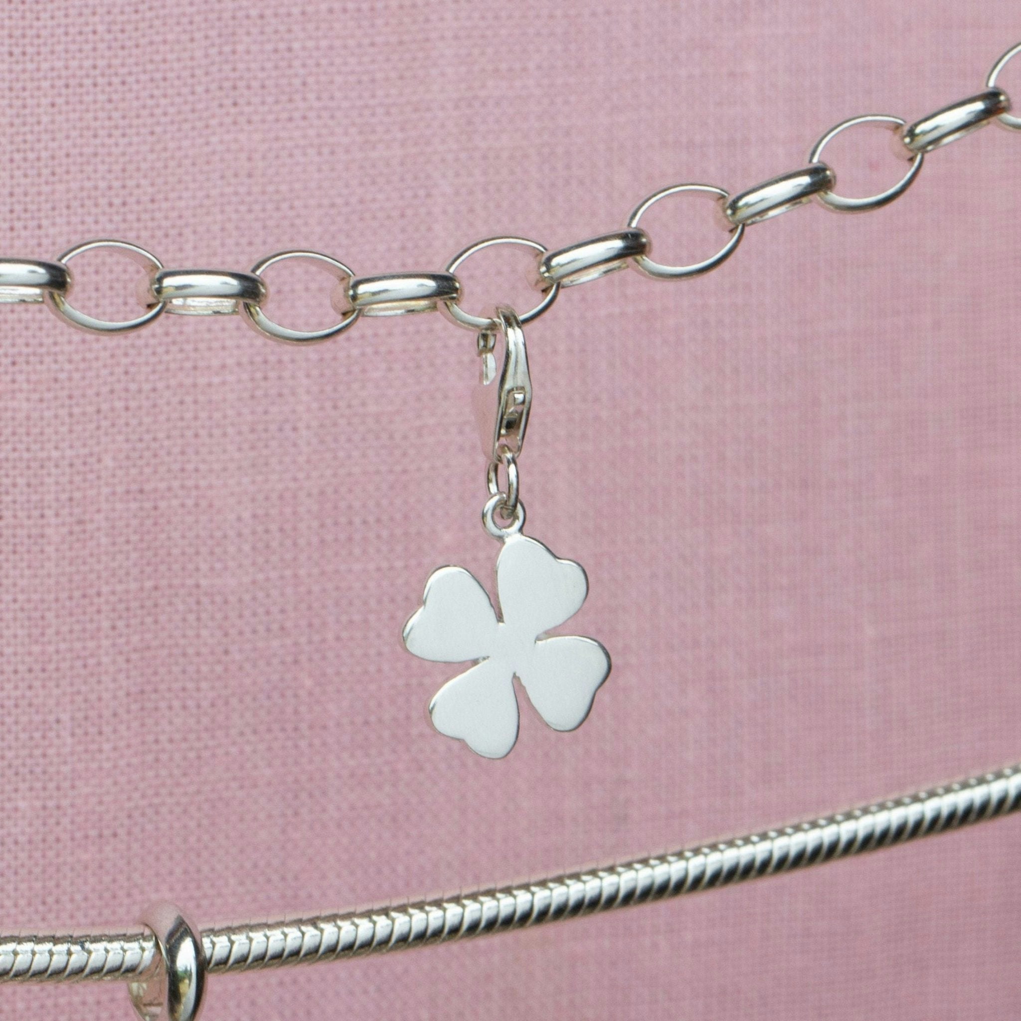 Mylee London Silver Sterling Four Leaf Clover Charm - Yes - Clip On Charm