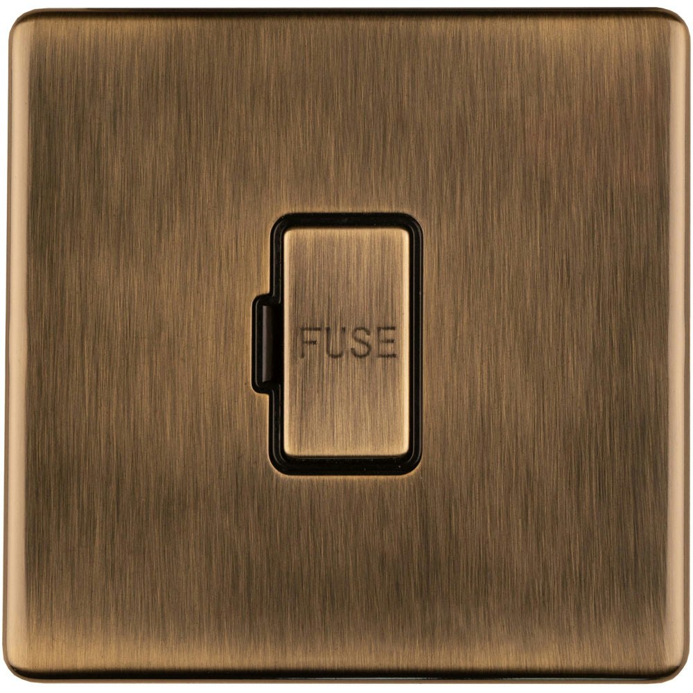 Rackhams 1 Gang 13A Unswitched Fuse Spur SCREWLESS ANTIQUE BRASS Rocker Mains Isolation