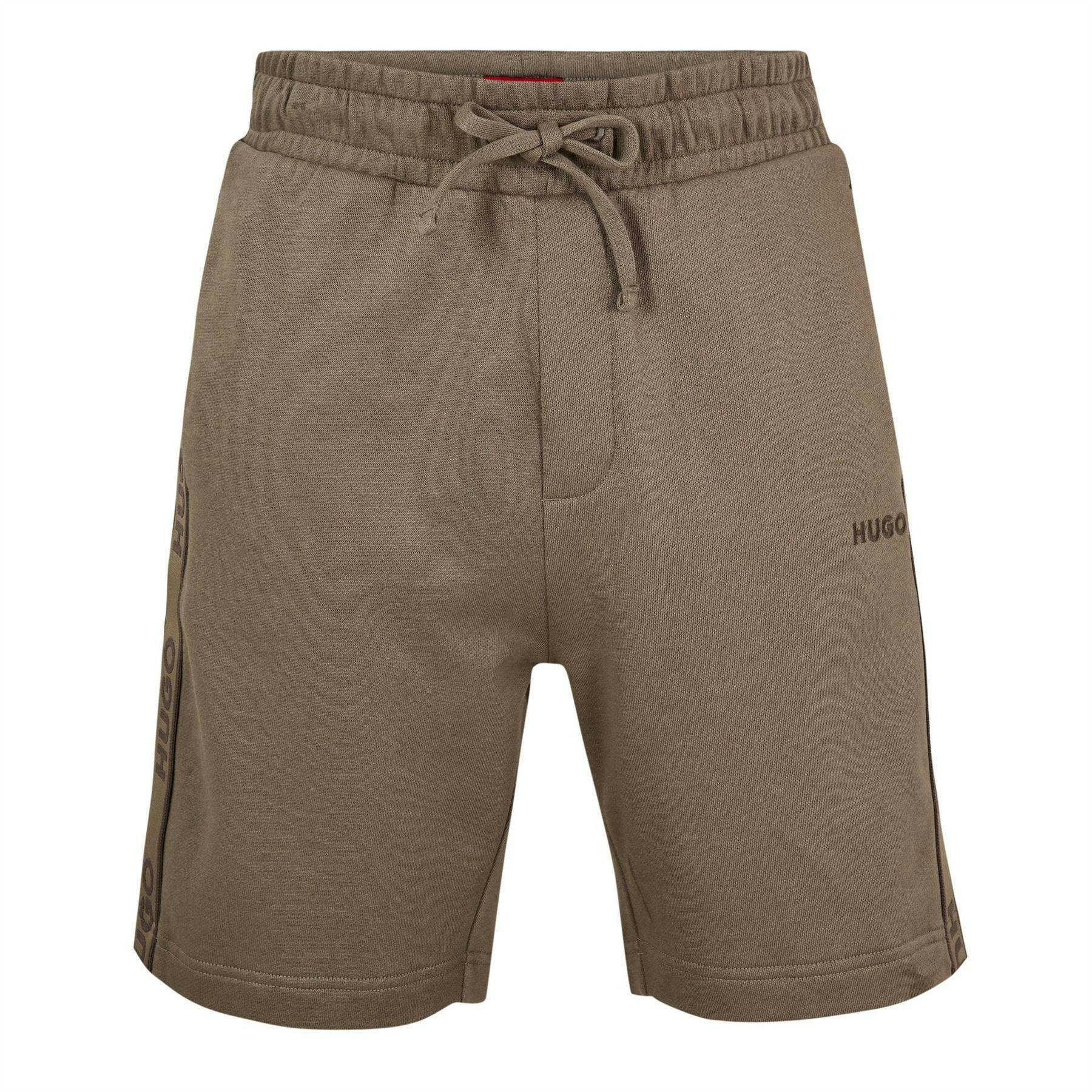 Hugo Boss Men's Beige Cotton Blend Side Logo Sweat Shorts - Xxl - 100% Mixed