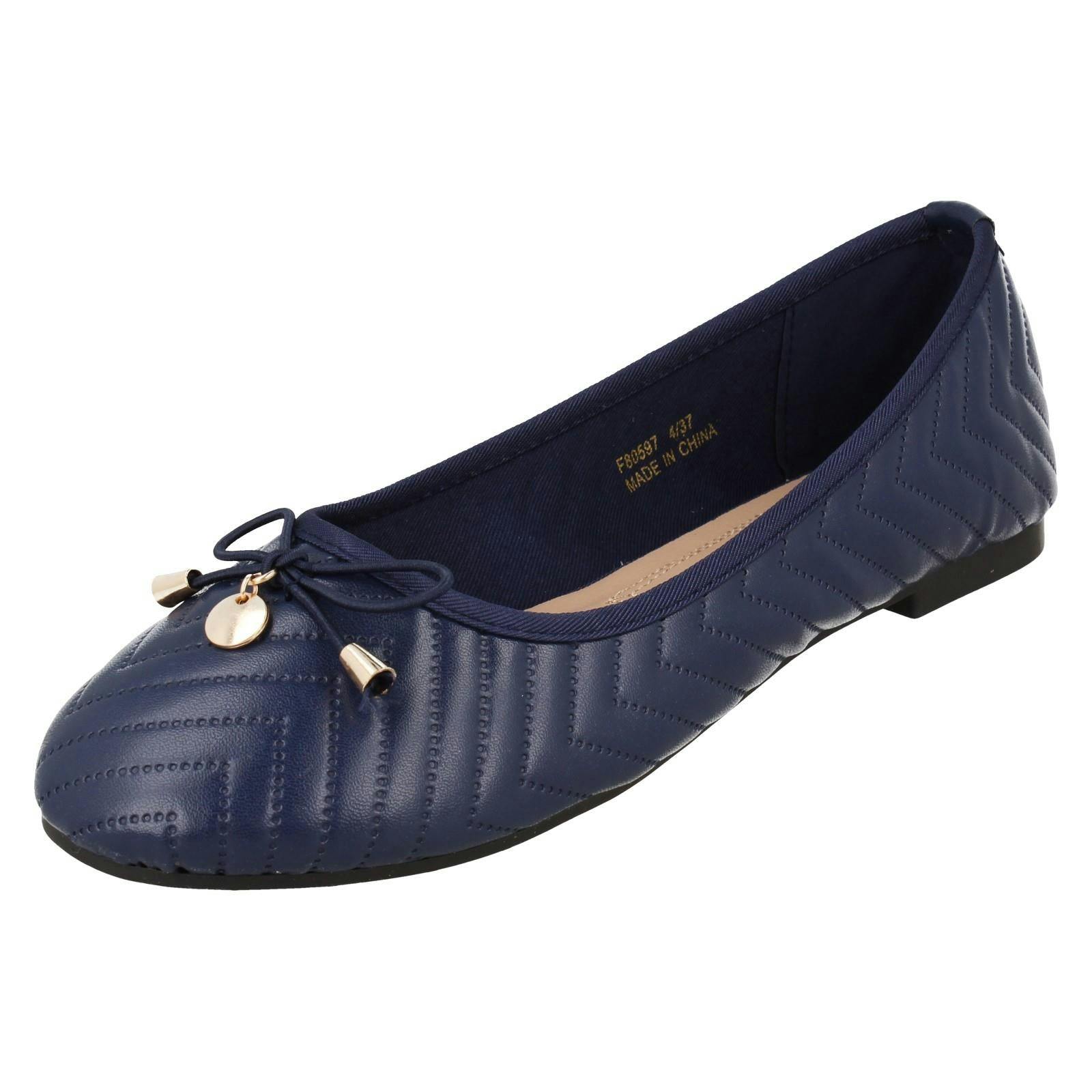 Spot On Women's Flat Comfort Ballerinas F80597 - Navy - Uk 7