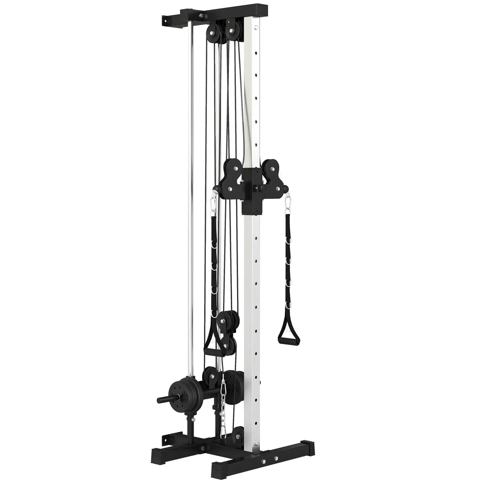 Bobobiy Sportnow Wall Mount Cable Machine, 15 Positions Adjustable Cable Crossover Machine Dual Pulley System For Home Gym
