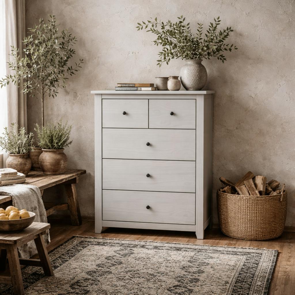 Rackhams Grey Tralee Washed Wooden 3+2 Storage Chest
