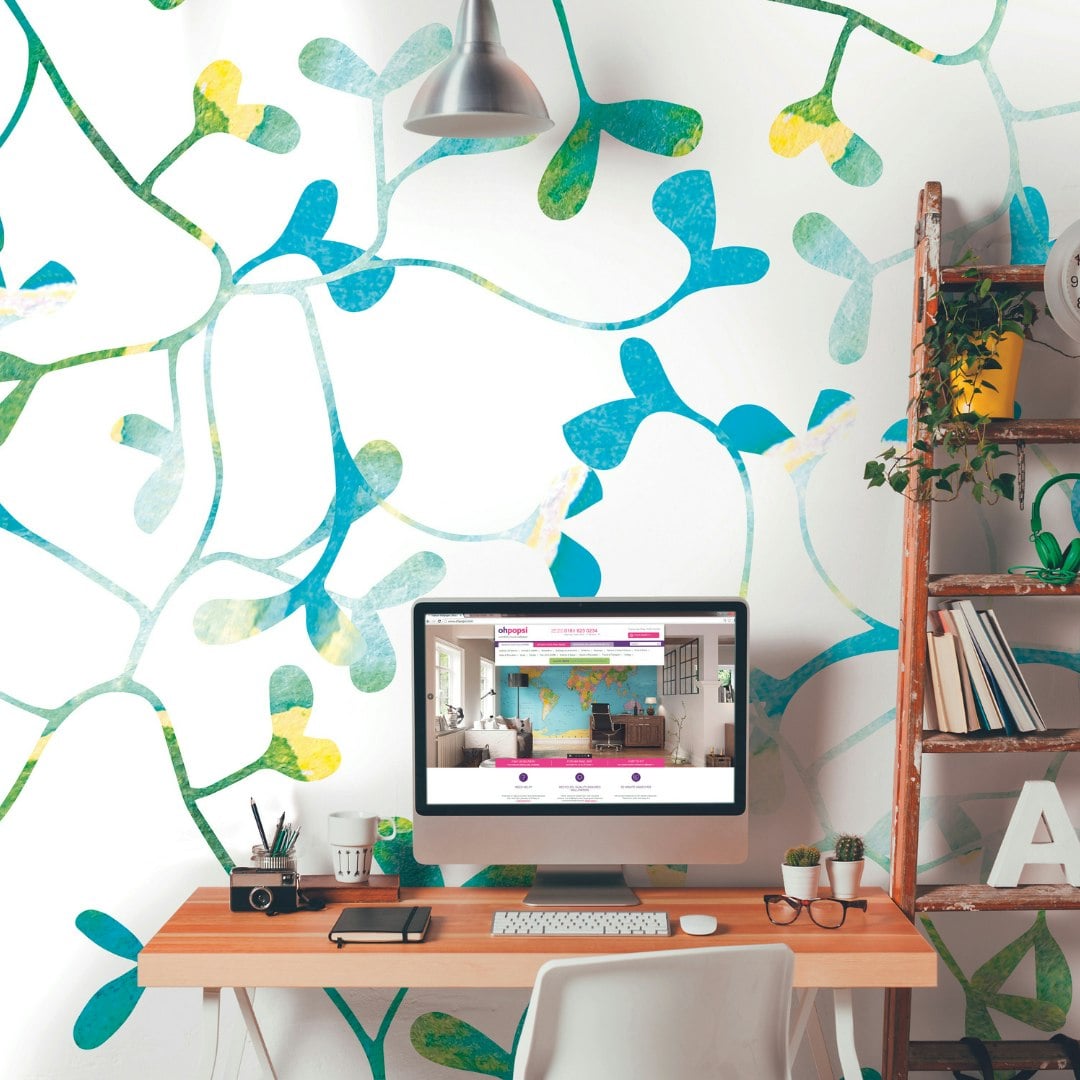 Rackhams Blue Watercolour Petals - Medium - W300cm X H240cm