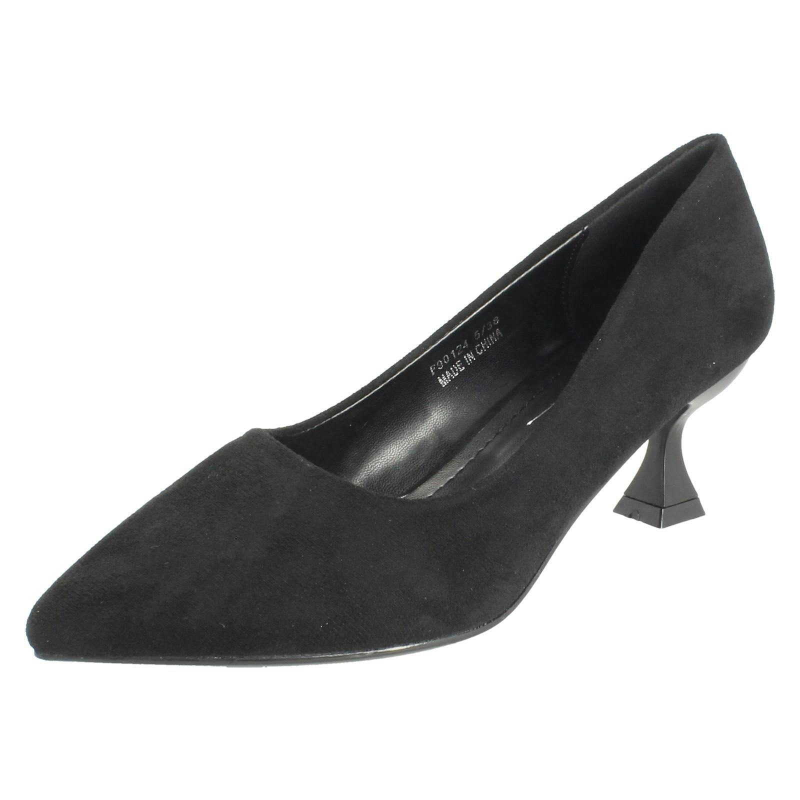 Anne Michelle Women's Black Microfibre 6Cm Heeled Court Shoes F90124 - Uk 5