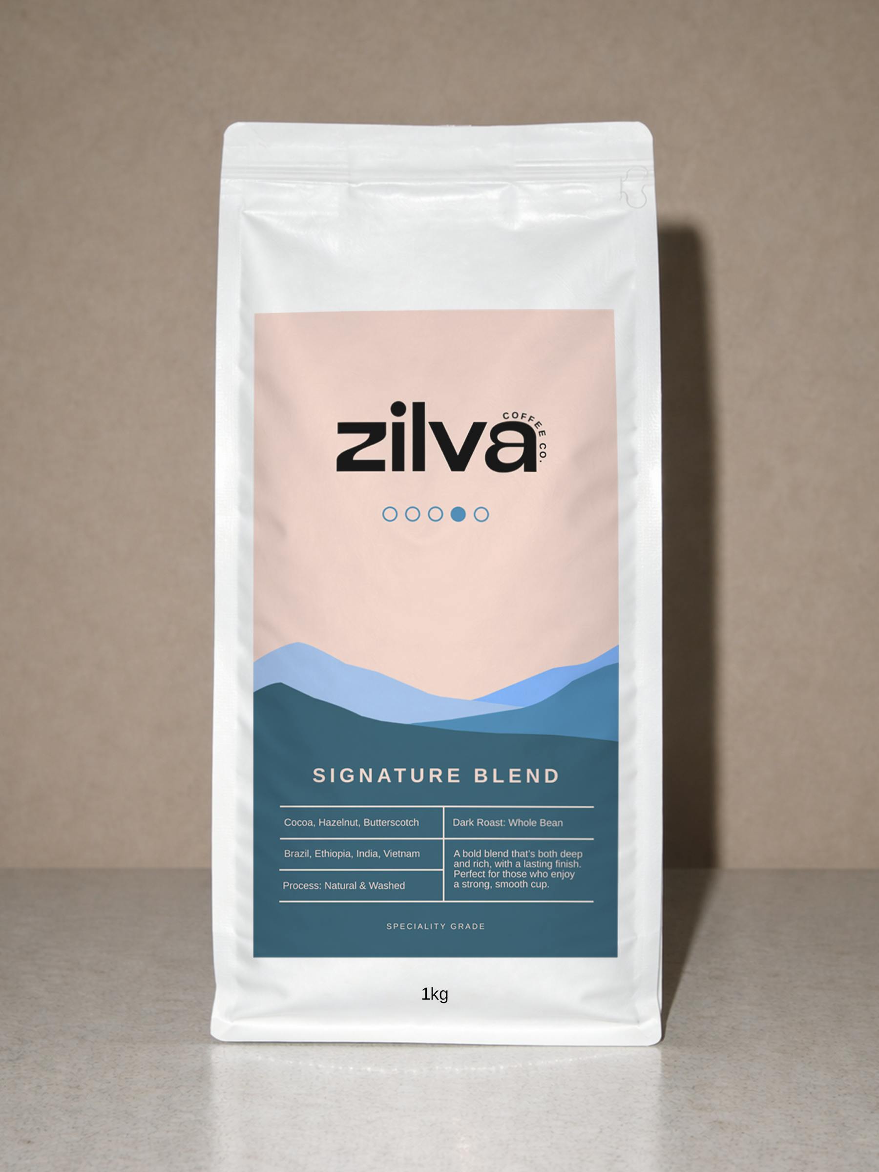 Zilva Dark Signature Blend Speciality Coffee Beans - Roast - 1Kg