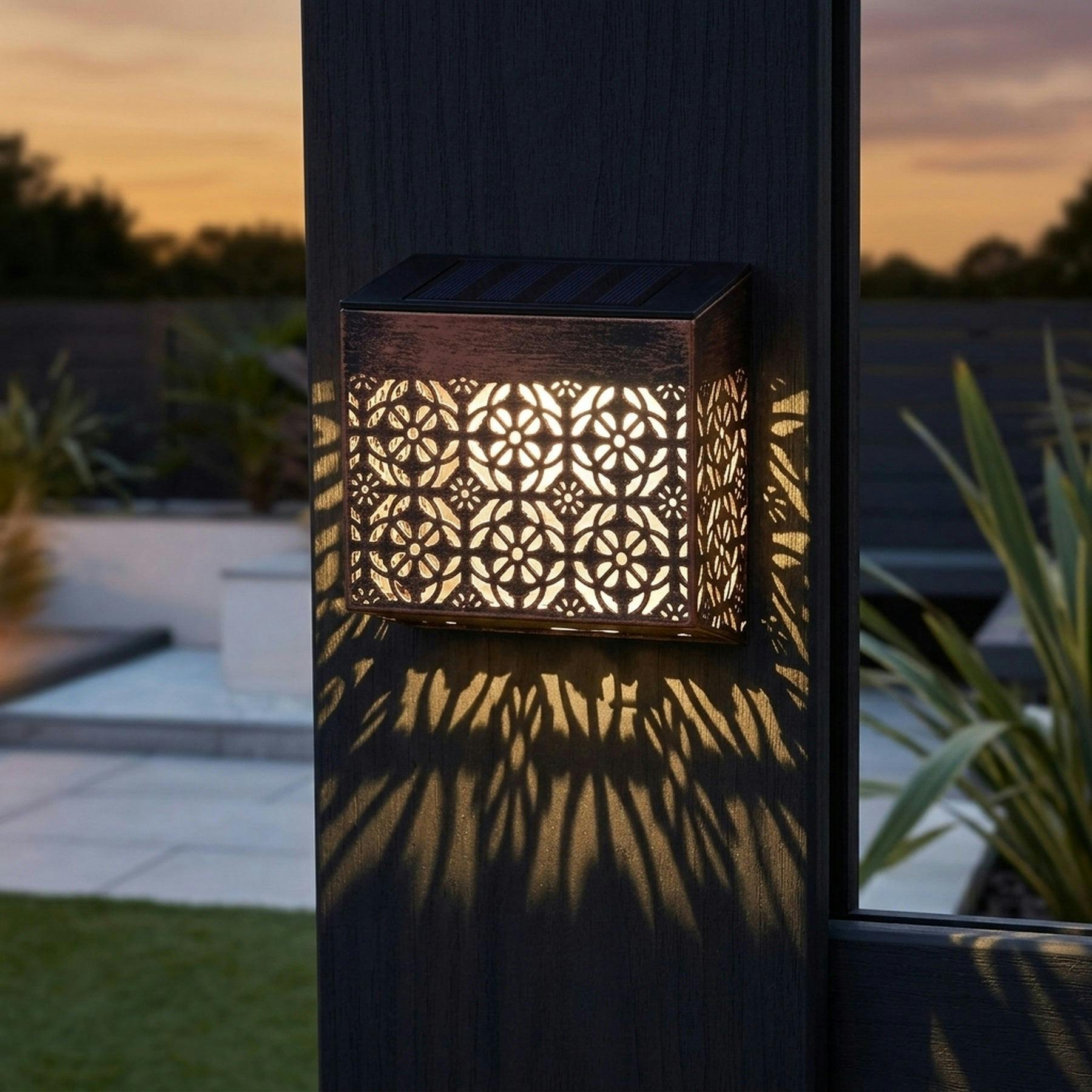 Garden Greatness Light Maroc Solar Wall Fence Decorative Post - Image 2