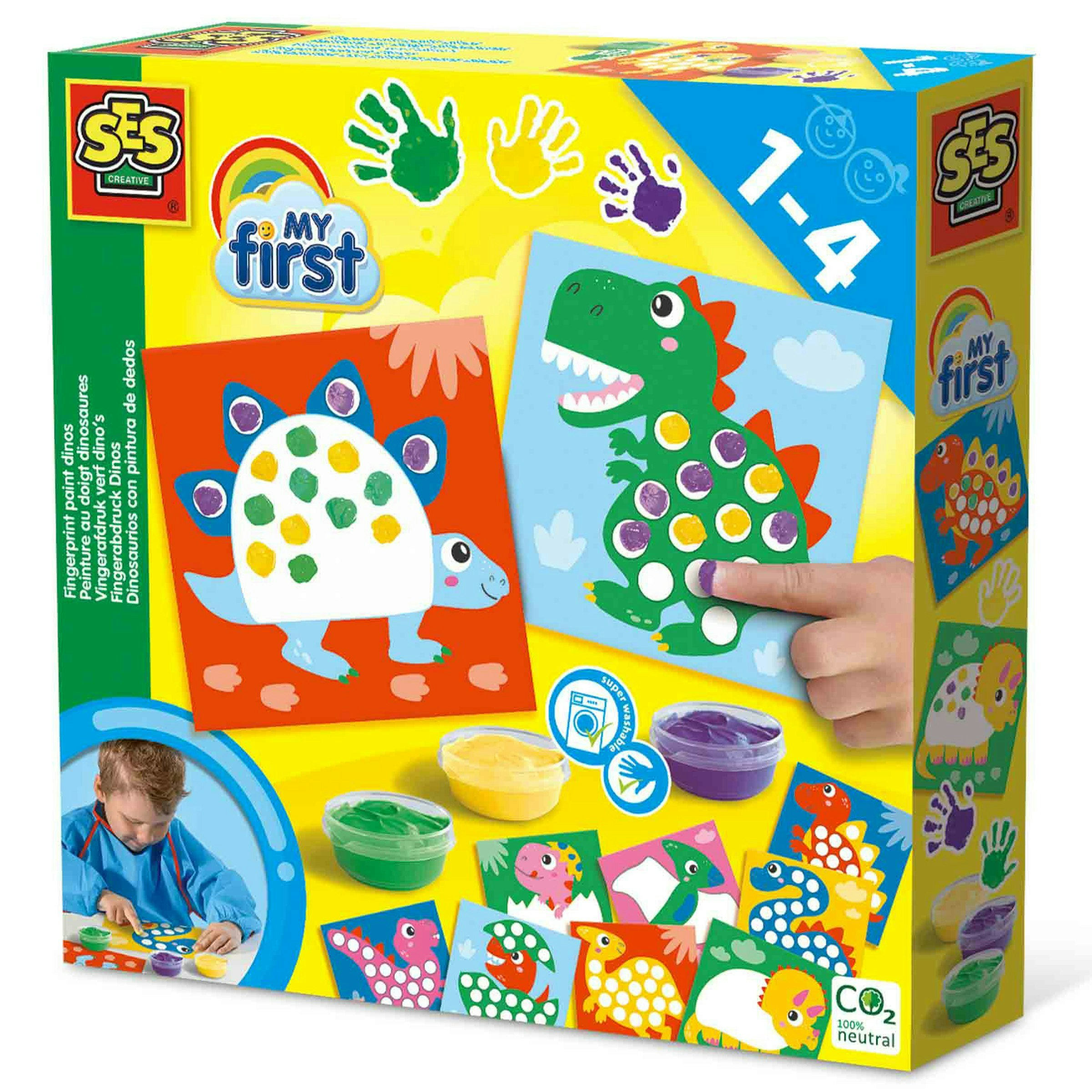 Ses Creative Green/Yellow/Purple My First - Fingerprint Paint Dinos