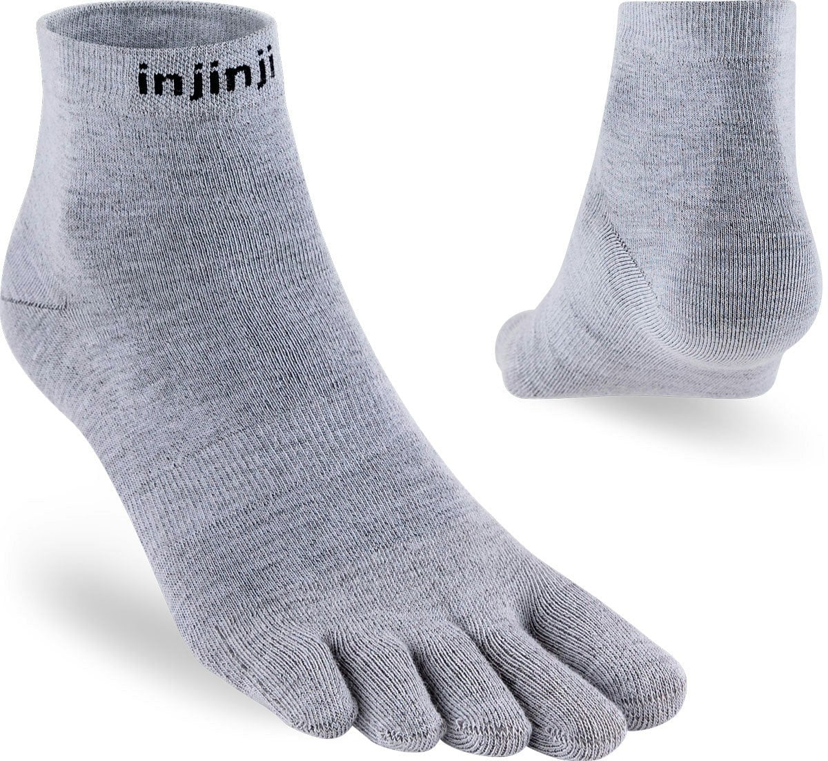 Injinji Unisex Grey Ultra-Lightweight Mini-Crew Liner Toe Socks (Inj-Lw-Mc-Lin) - Large - Synthetic