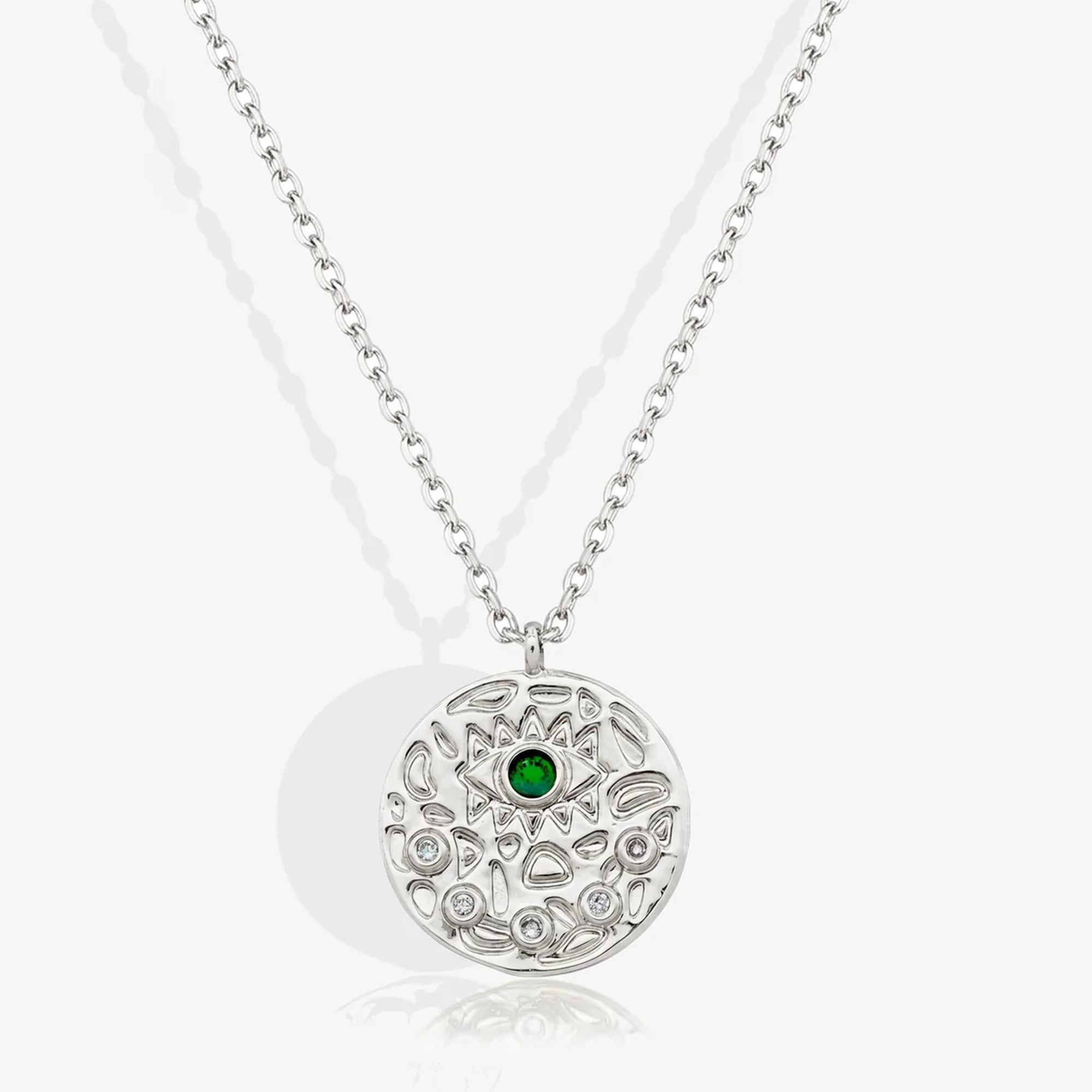 Muchv Silver Evil Eye Coin Necklace
