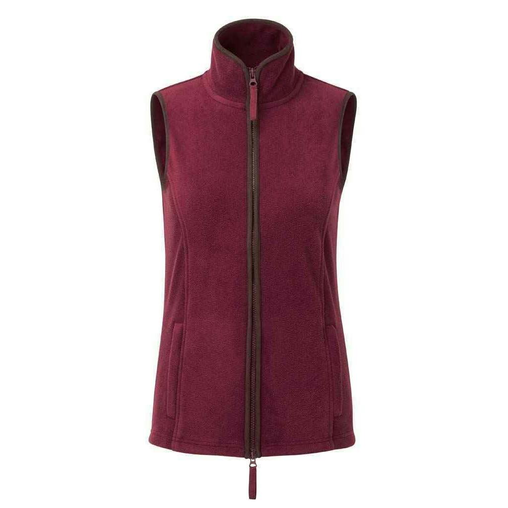 Premier (S, Burgundy/Brown) Womens/Ladies Artisan Fleece Gilet - Image 3