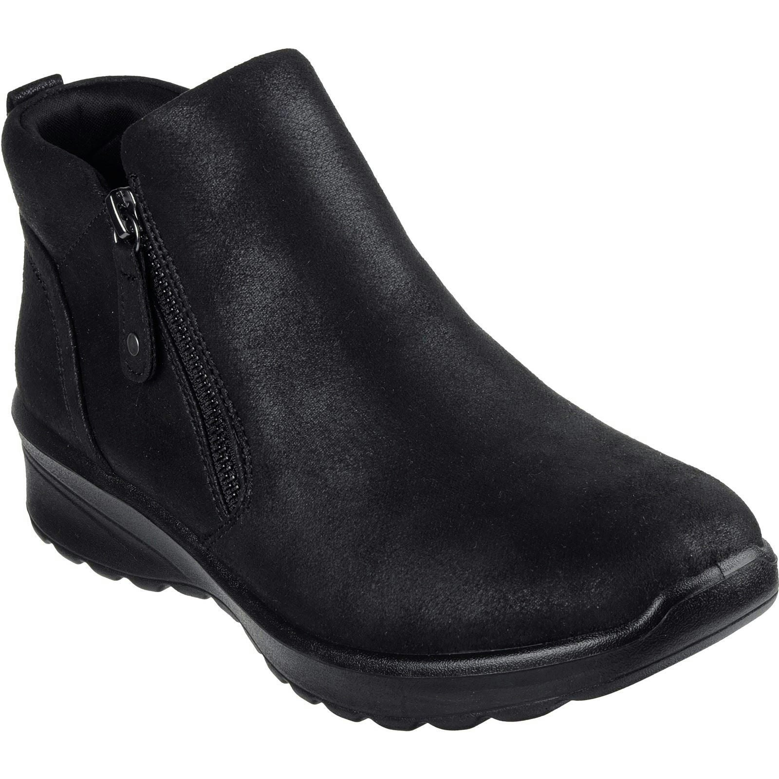 Skechers Women's Black Lovely Vibe Fall In Bloom Textile Winter Ankle Boots - Size 6