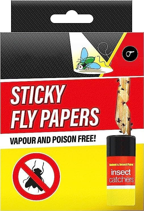 Rackhams Yellow Pack Of 16 Sticky Fly Catchers - Effective Indoor And Outdoor Fly Trap For Bugs, Fruit Flies, Moths - Easy To Use, Powerful Sticky Glue Paper Trap