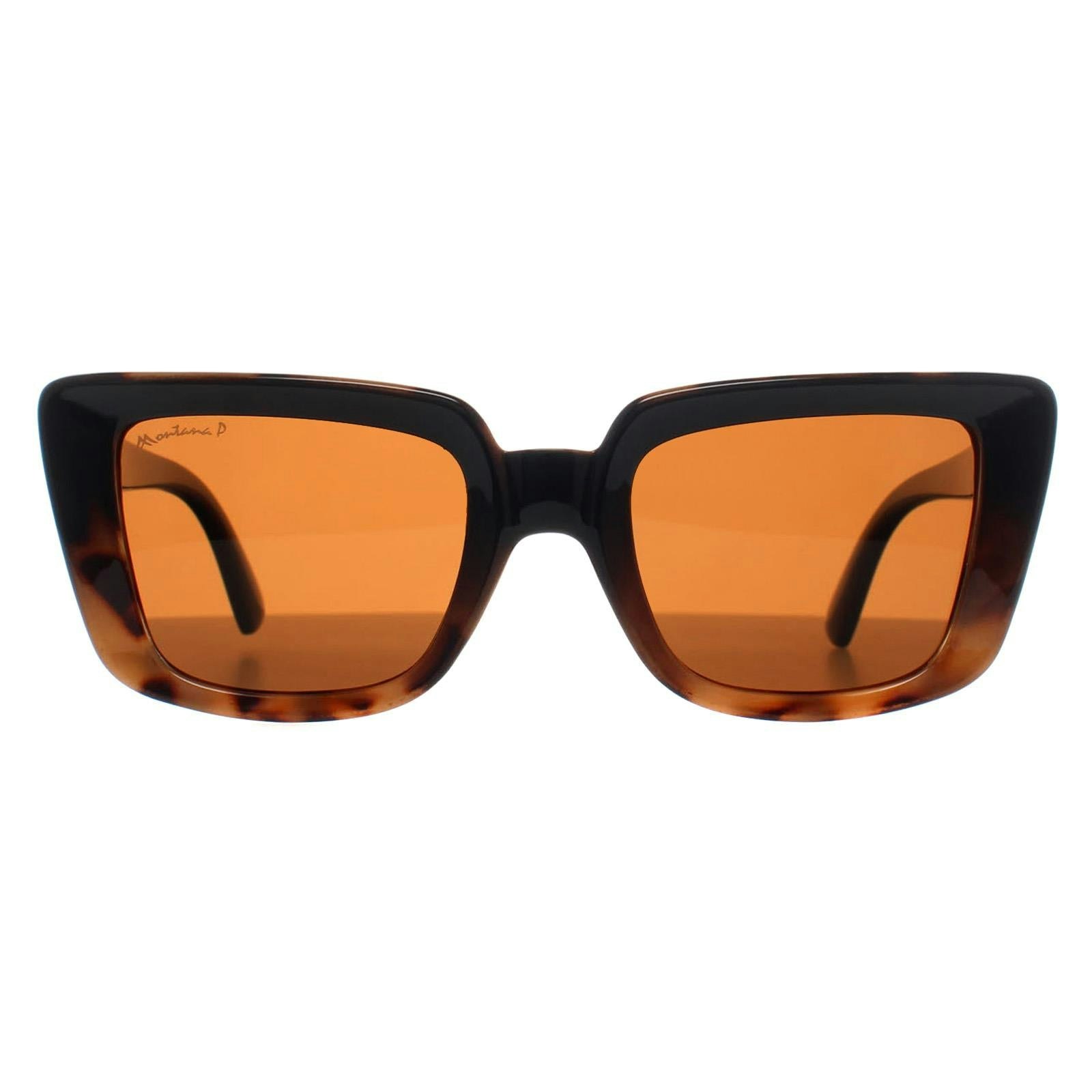 Montana Women's Black Mp193 Shiny Turtle Sunglasses