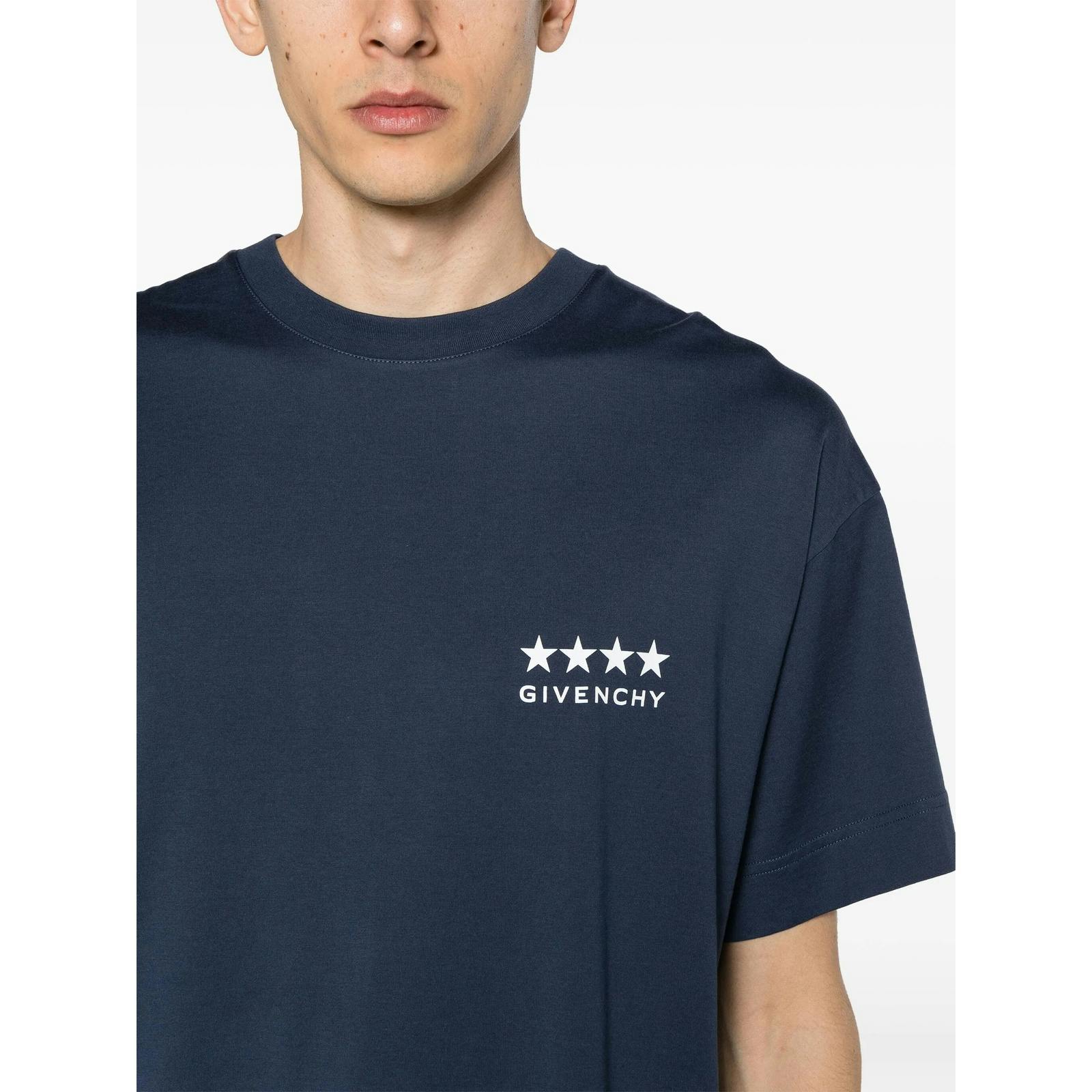 Givenchy 4G Stars Logo T-Shirt In Navy - M - Navy