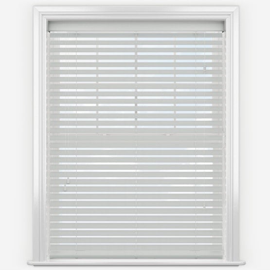 Newedgeblinds Grey/Grain Dove Faux Wood Fine Venetian Blinds With Strings - 190Cm