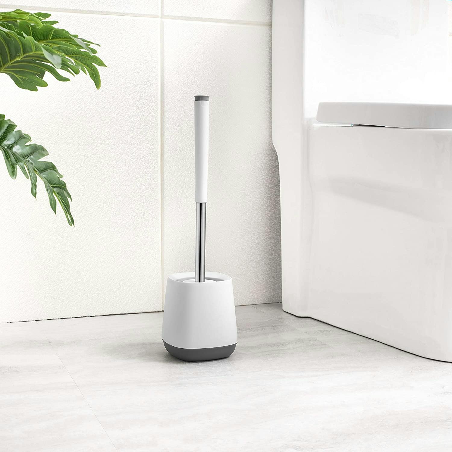 Nicoman White Squircle Toilet Brush & Holder With Silicone Head