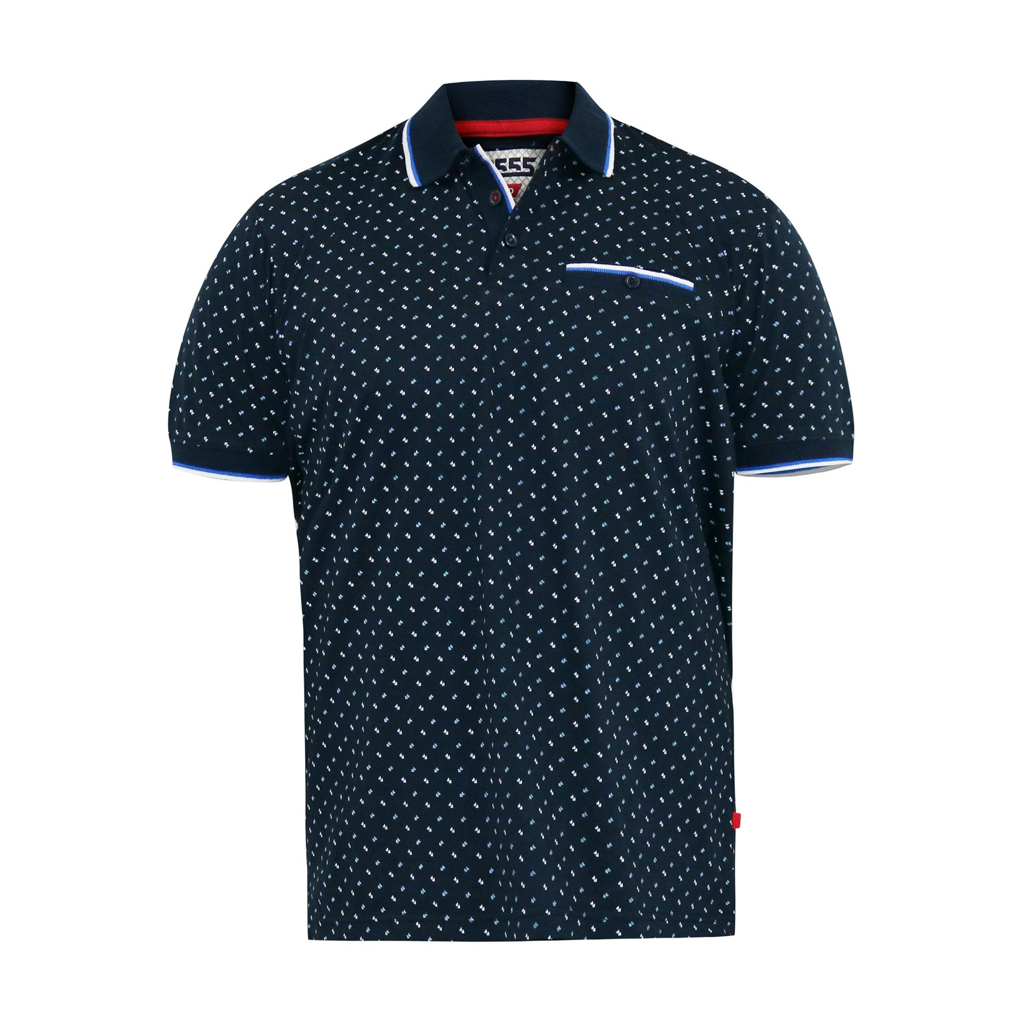 Duke Men's D555 Oakley All-Over Print Knitted Polo Shirt - Navy - Navy - S - 100% Cotton