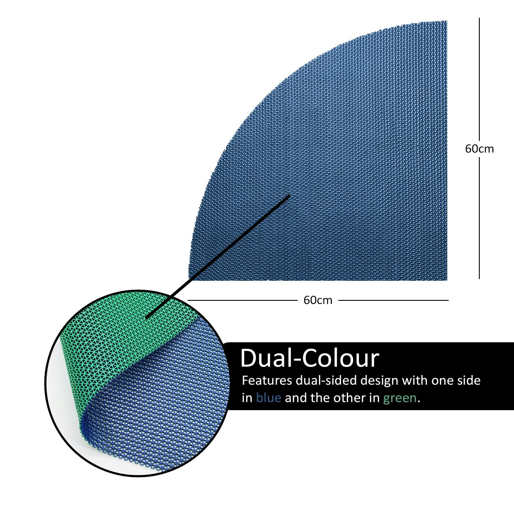 Rackhams Blue/Green Reversible Dual-Colour Pvc Shower Bathroom Anti Slip Mat - Quadrant 60X60cm