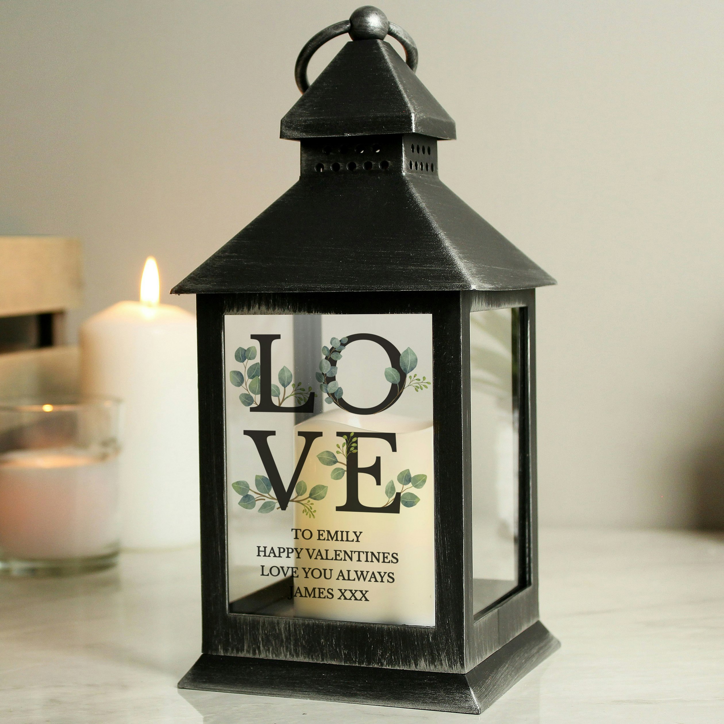Rackhams Black Personalised Love Wedding Led Lantern