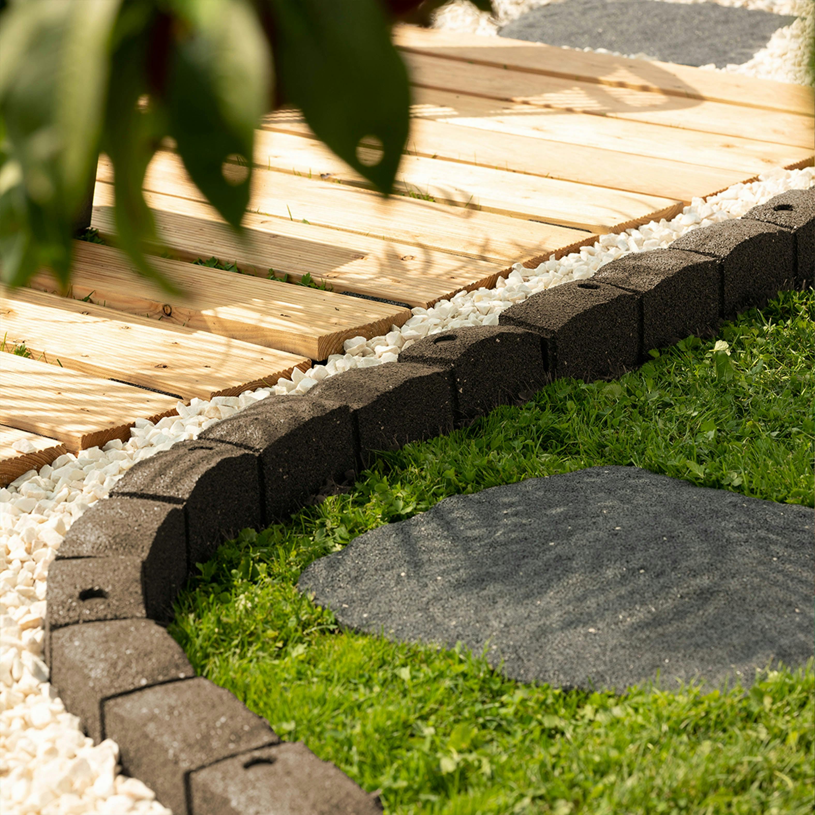 Rackhams Brown Recycled Rubber Roman Stone Garden Border 1.2M