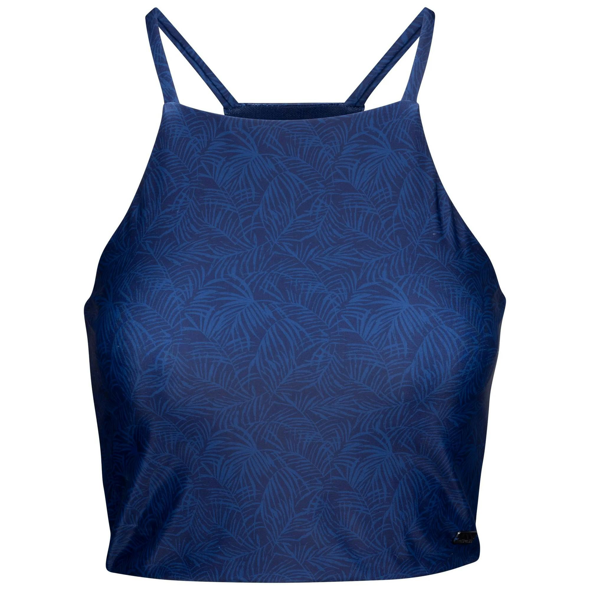 Trespass Women's Blue / Harlow Palm Leaf Swim Top - L - 85% Polyester/15% Elastane