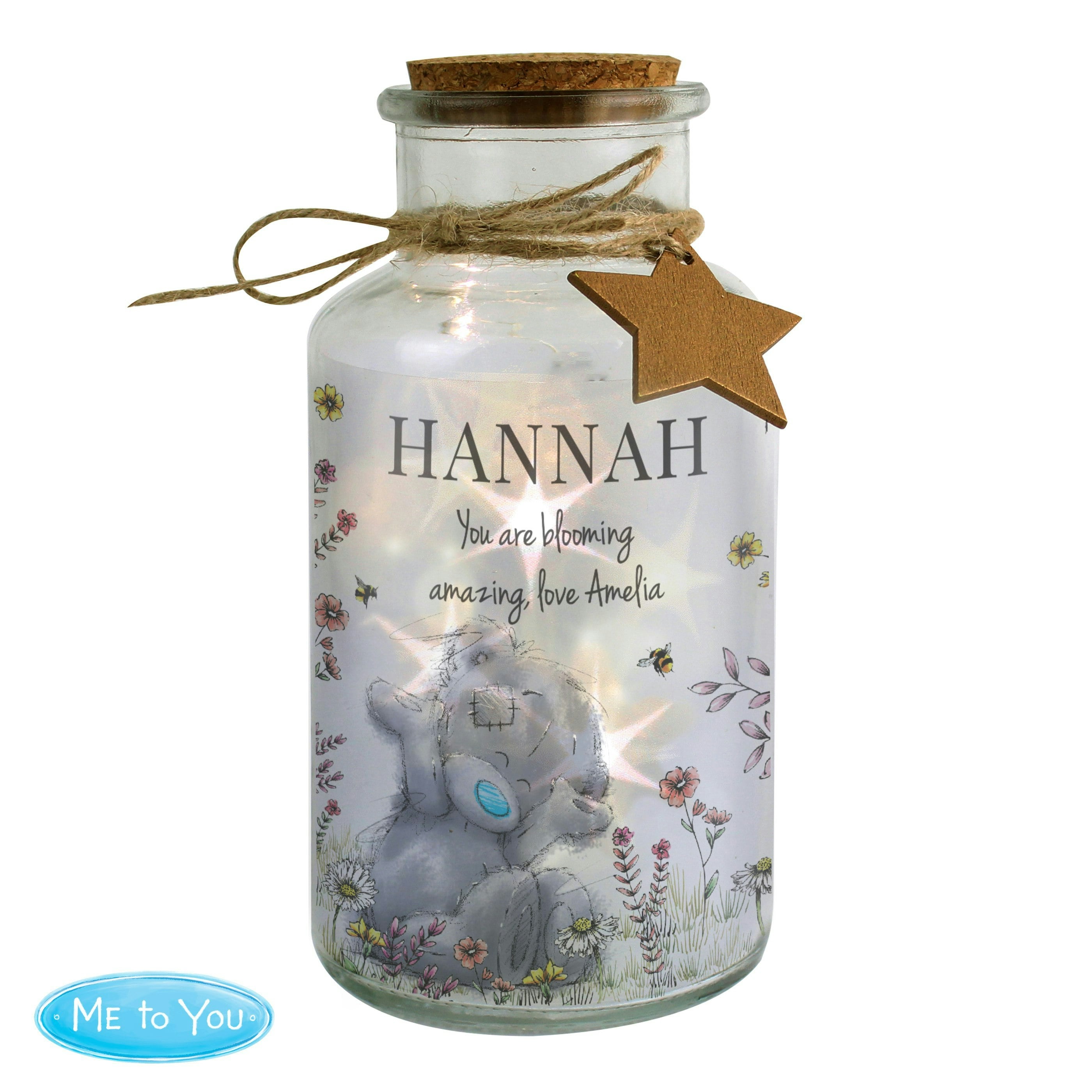 Personalised Memento Company Light Personalised Me To You Floral Led Glass Jar