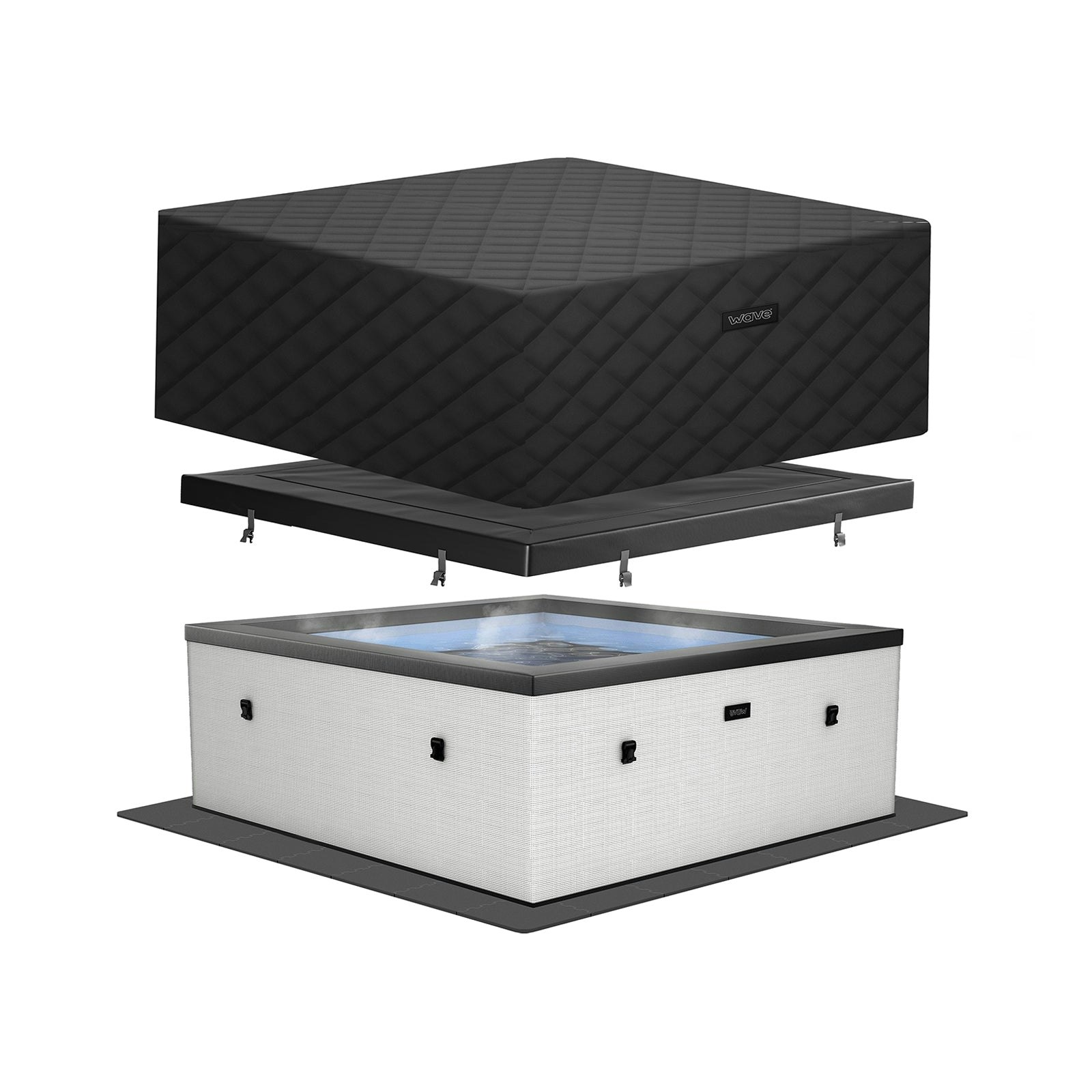 Wave White Garda | 4/6-Person Eco Foam Energysave Hot Tub Bundle | Built-In Integrated Heater - Pebble - 6 Person | 180X70cm