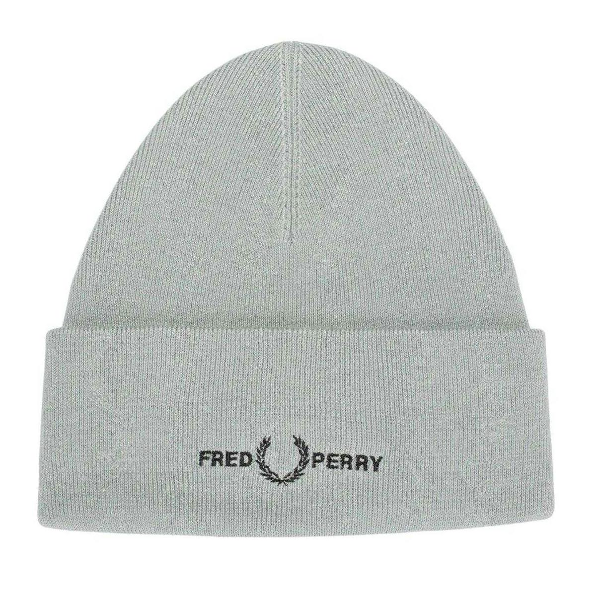 Fred Perry Unisex Silver Adult Graphic Logo Beanie - One Size - 55% Acrylic/45% Cotton