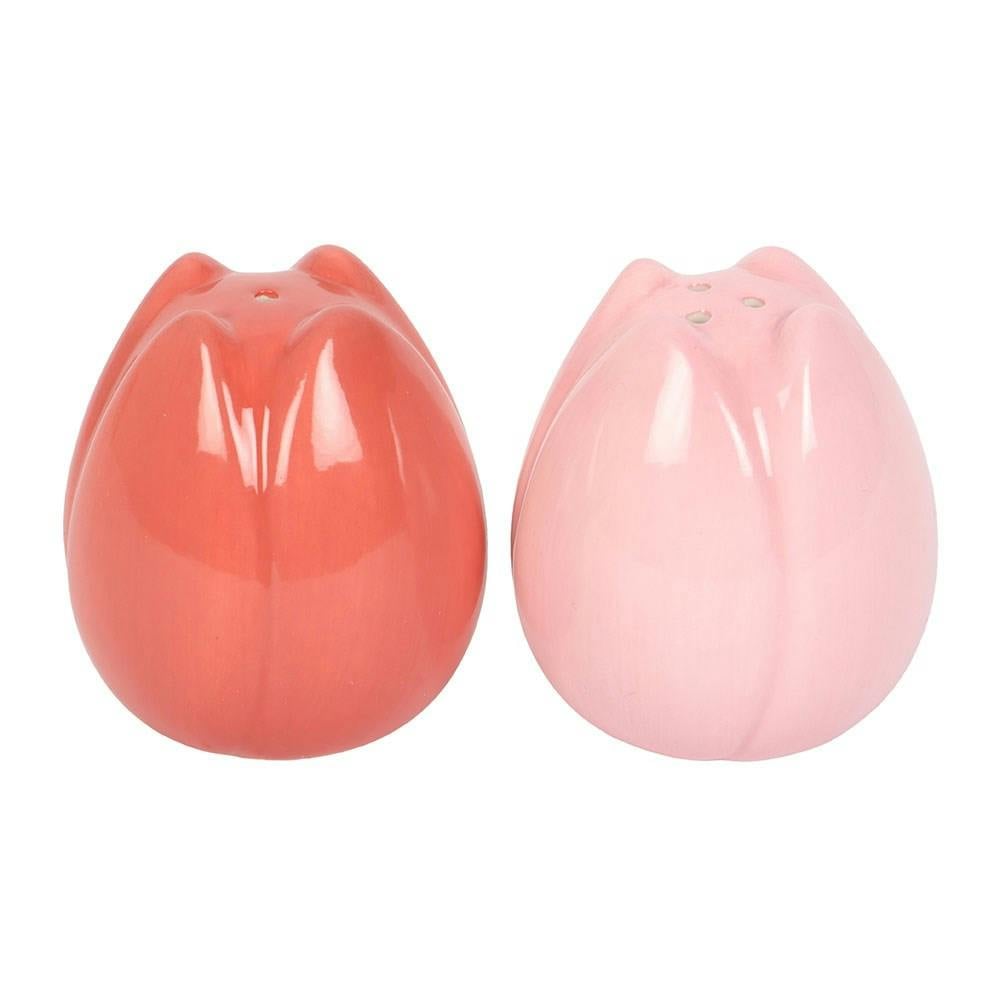Kingsbury Gifts Pink/Coral Spring Bloom Ceramic Tulip Salt & Pepper Shaker Set