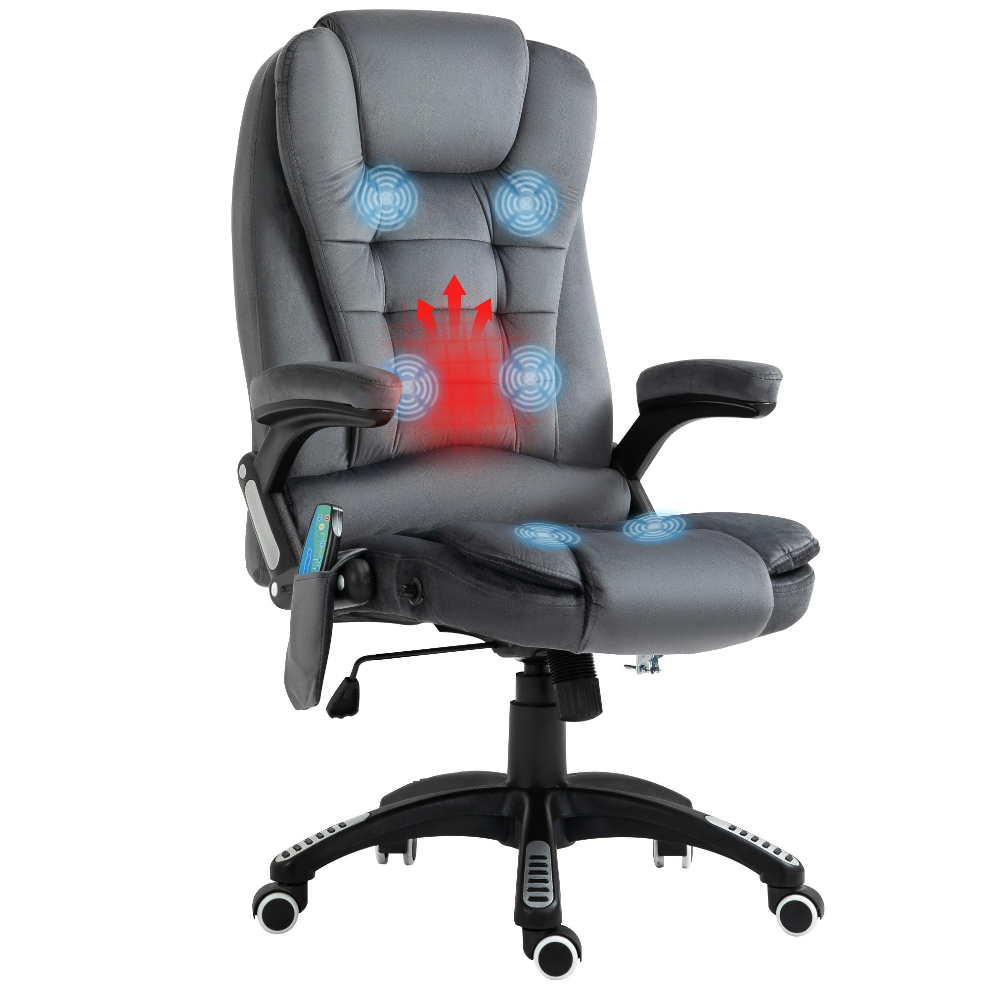 Rackhams Grey Office Chair With Heating Massage Points Relaxing Reclining,