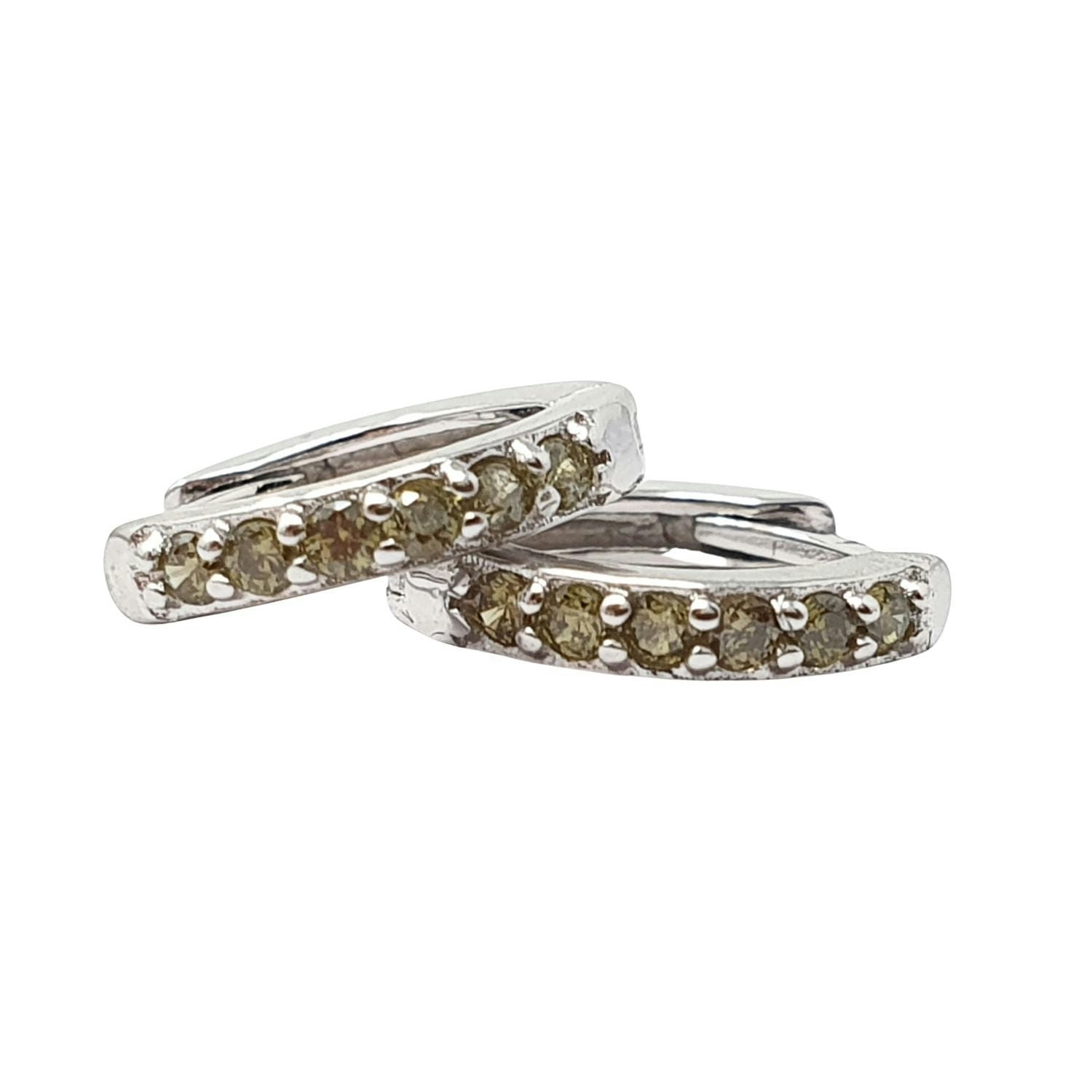 Harfi Silver Peridot August Birthstone Small Huggie Hoops