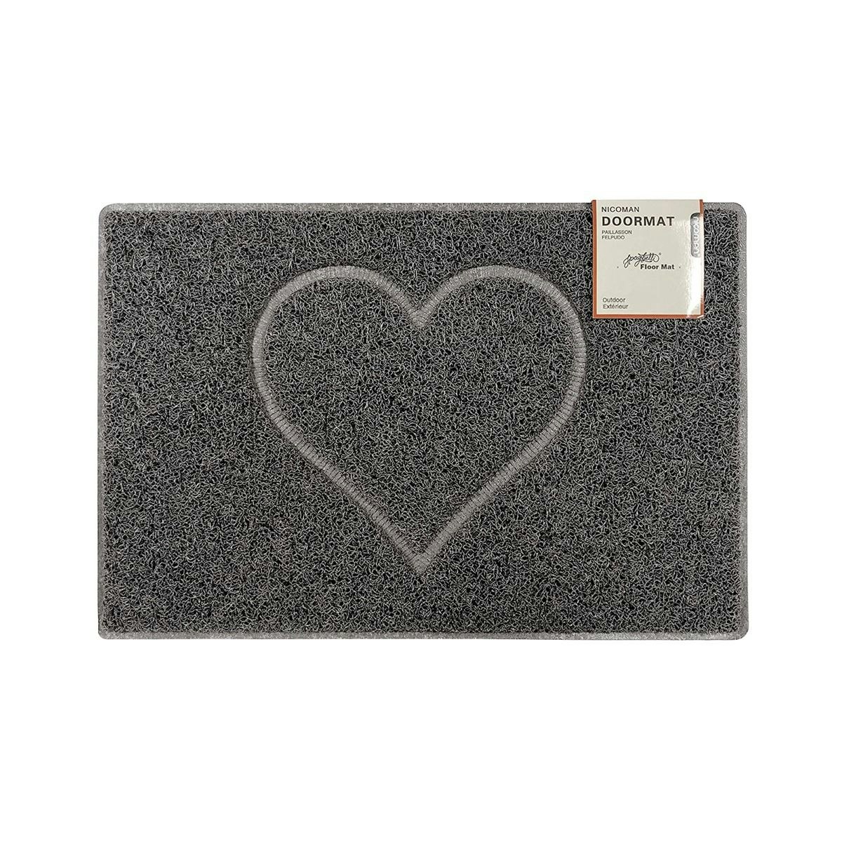 Oseasons Grey Heart Medium Embossed Doormat In With Open Back - Vinyl - 1