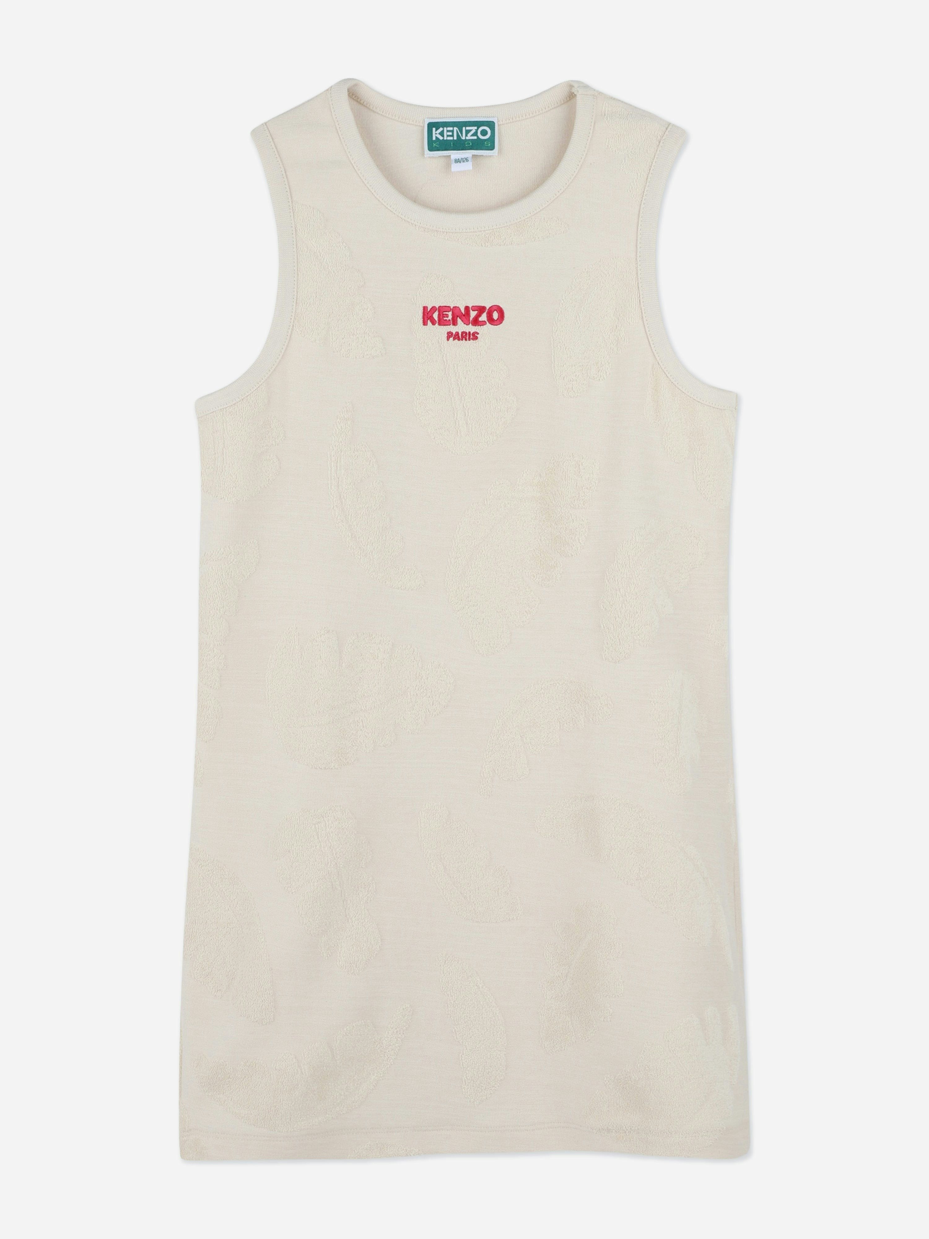 Kenzo Kids Girls Beige Kenzo Logo Tank Dress In - 10 Yrs