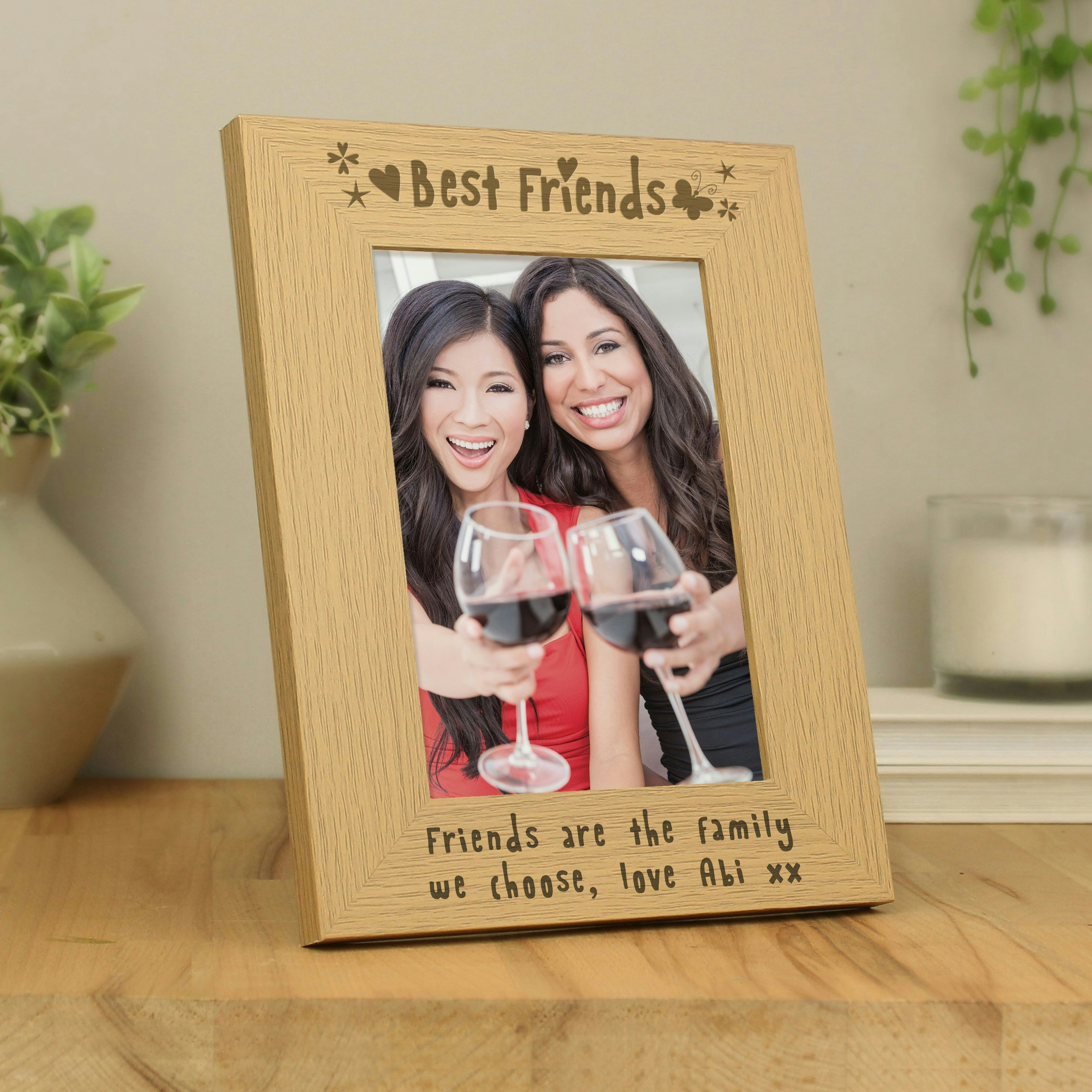 Rackhams Personalised Best Friends 5X7 Oak Finish Photo Frame