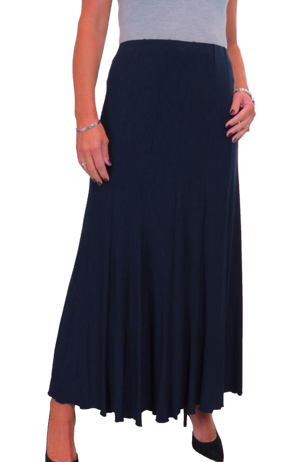 Paulo Due Women's Panelled 38" Elastic Waist Maxi Skirt - 20-22 - Navy