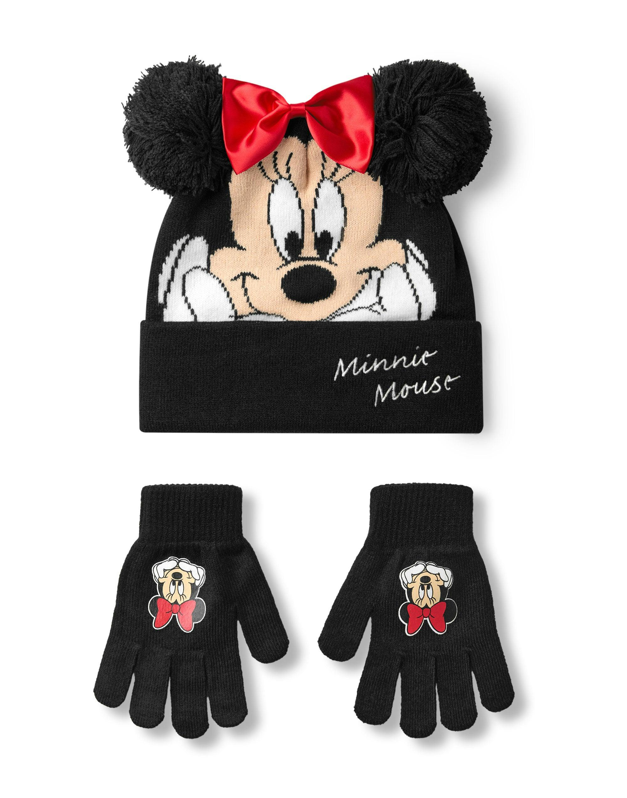 Vanilla Underground Girls Black/Red Disney Multicolou Minnie Mouse Beanie And Gloves Set (One Size) [Dis]