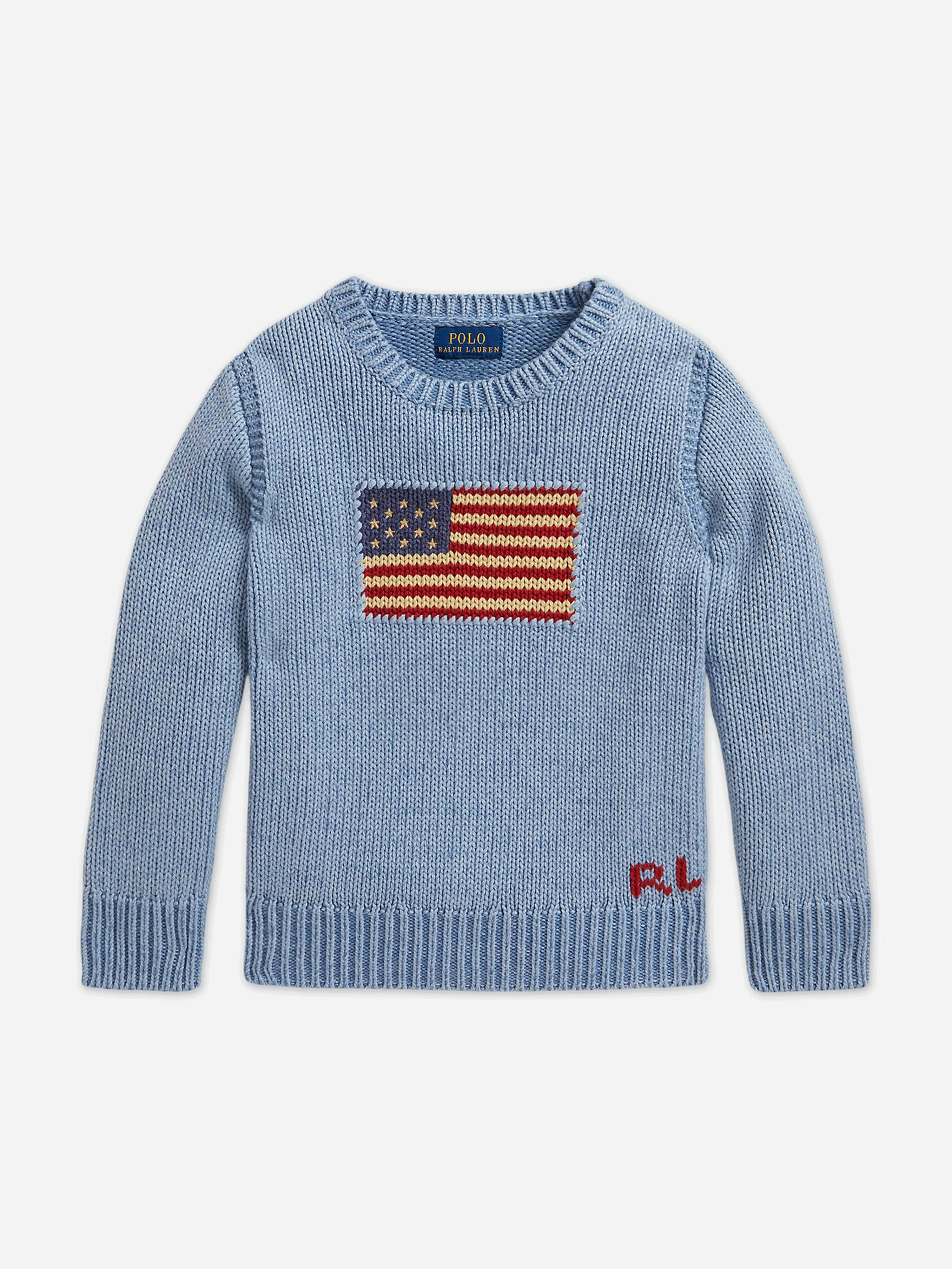 Ralph Lauren Kids Boys Blue Ralph Lauren Flag Jumper In - 6 Yrs