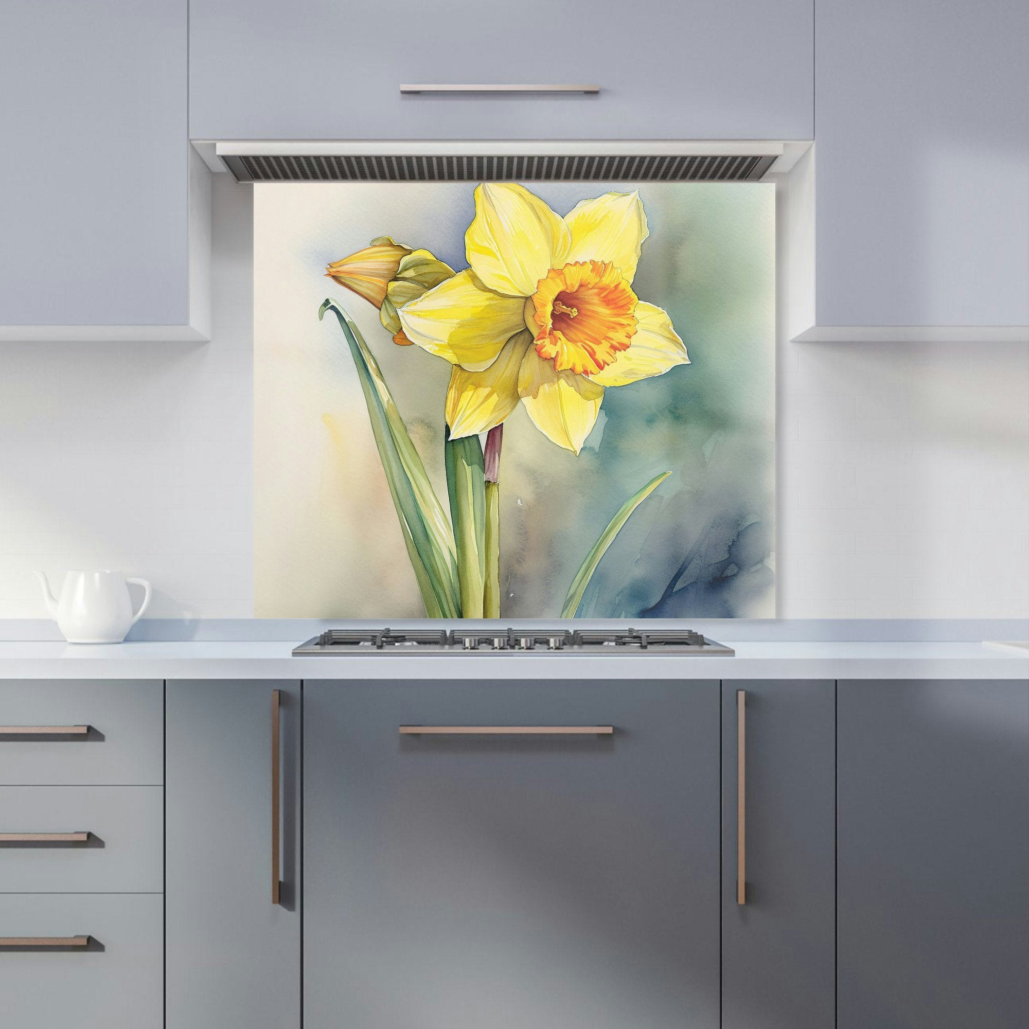 Warren Reed - Designer Daffodil Watercolour Kitchen Splashback - W900mm X H750mm