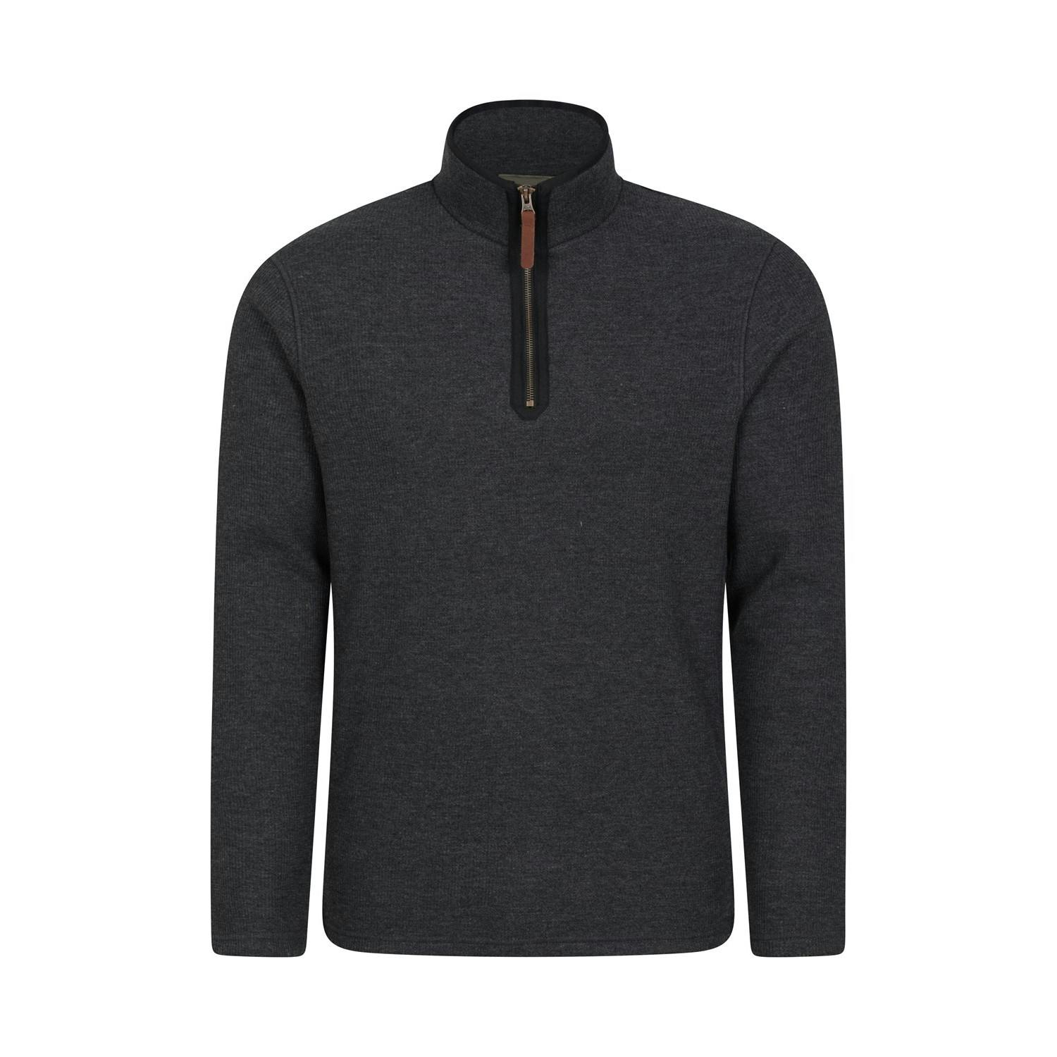 Mountain Warehouse Men's Beta Contrast Zip Top - Charcoal - Xs - Charcoal - 60% Cotton/40% Polyester