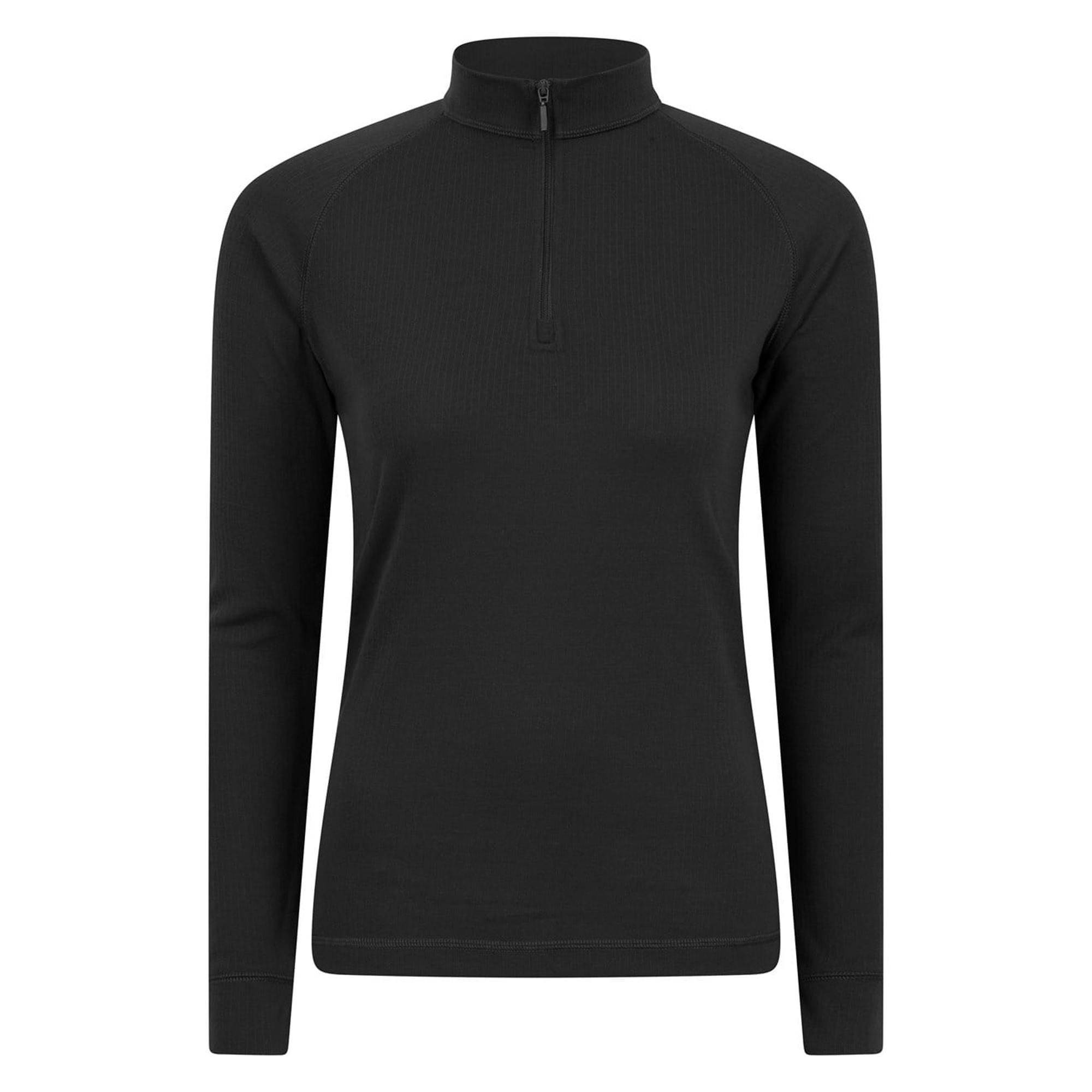 Mountain Warehouse Women's Black / Talus Zip Neck Long-Sleeved Thermal Top - 18 Uk - 100% Polyester