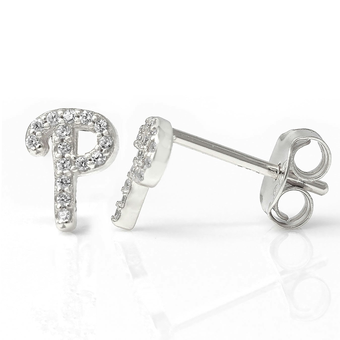 Say It With Silver Luxe Cz Initial Earrings - Sterling - P