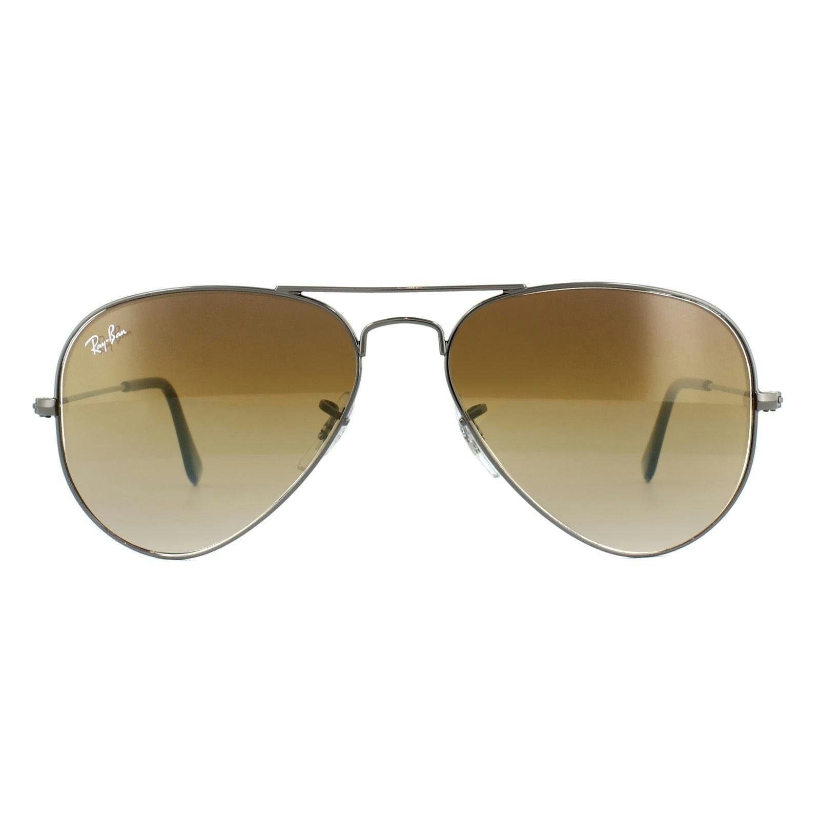 Ray-Ban Brown Sunglasses Aviator Rb3025 004/51 Gunmetal Gradient 58Mm Medium