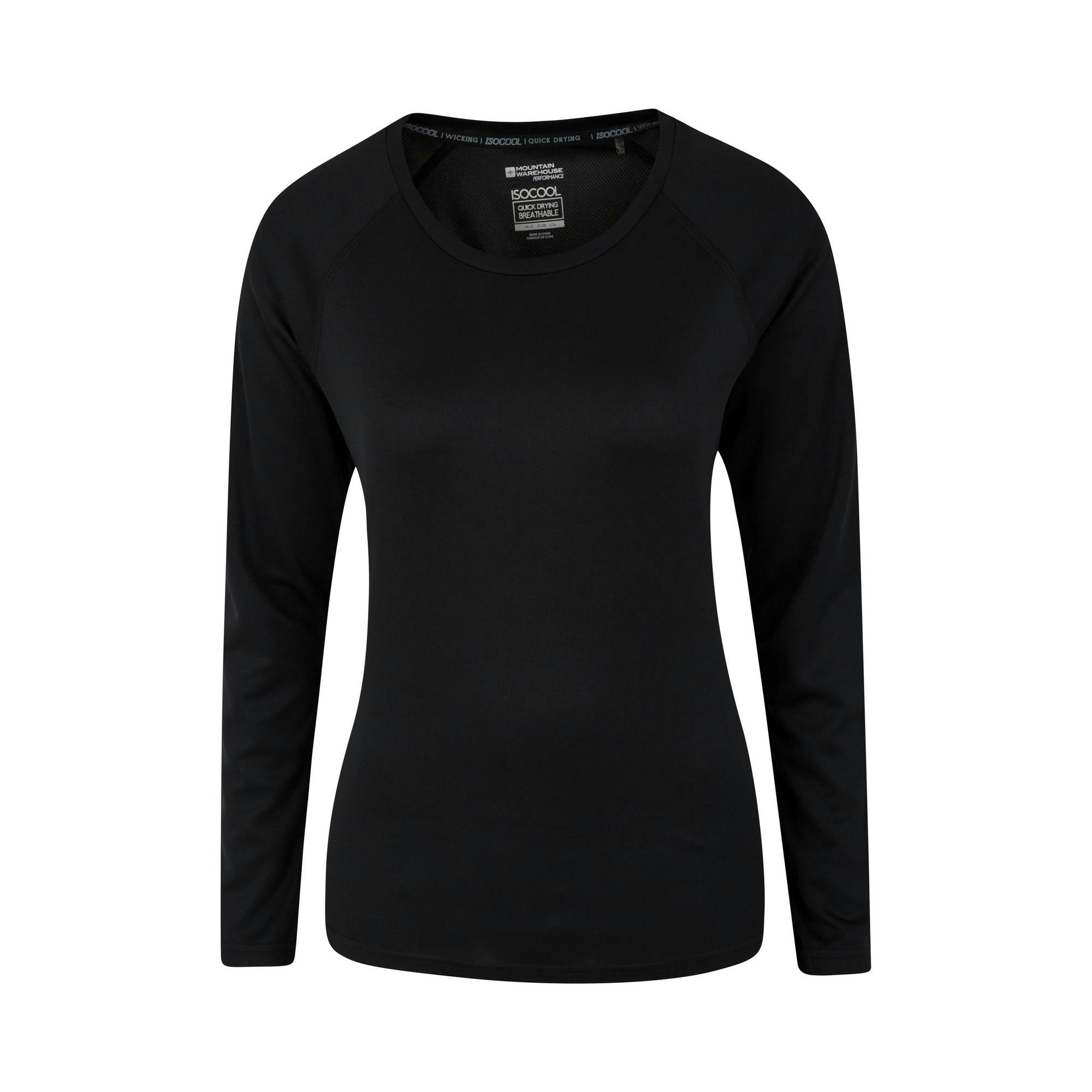 Mountain Warehouse Women's Black Endurance Long-Sleeved Top - 14 Uk - 100% Polyester