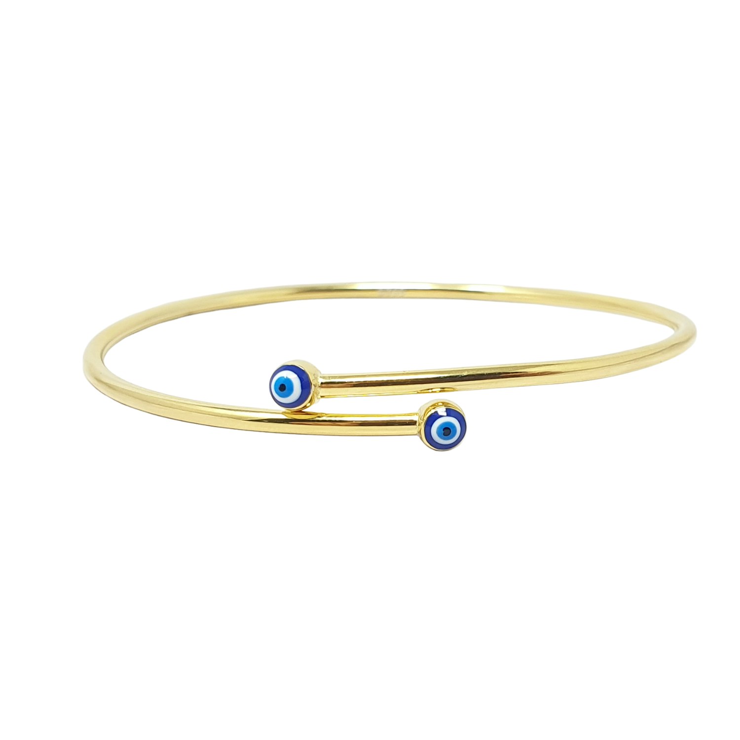 Harfi Blue/Gold Turkish Evil Eye Minimalist Plated Bangle